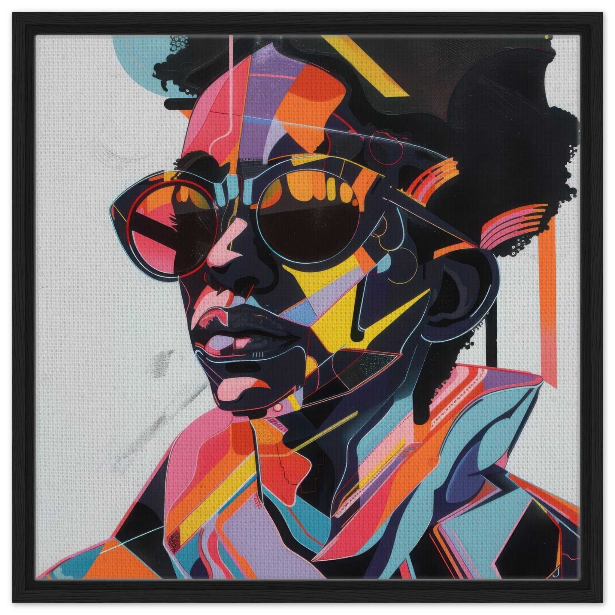 Framed Canvas Square - Afrofuturism swedish sharkansas in abstract styl 3 - Shop Ai Art WebShop - Digital Art online Store