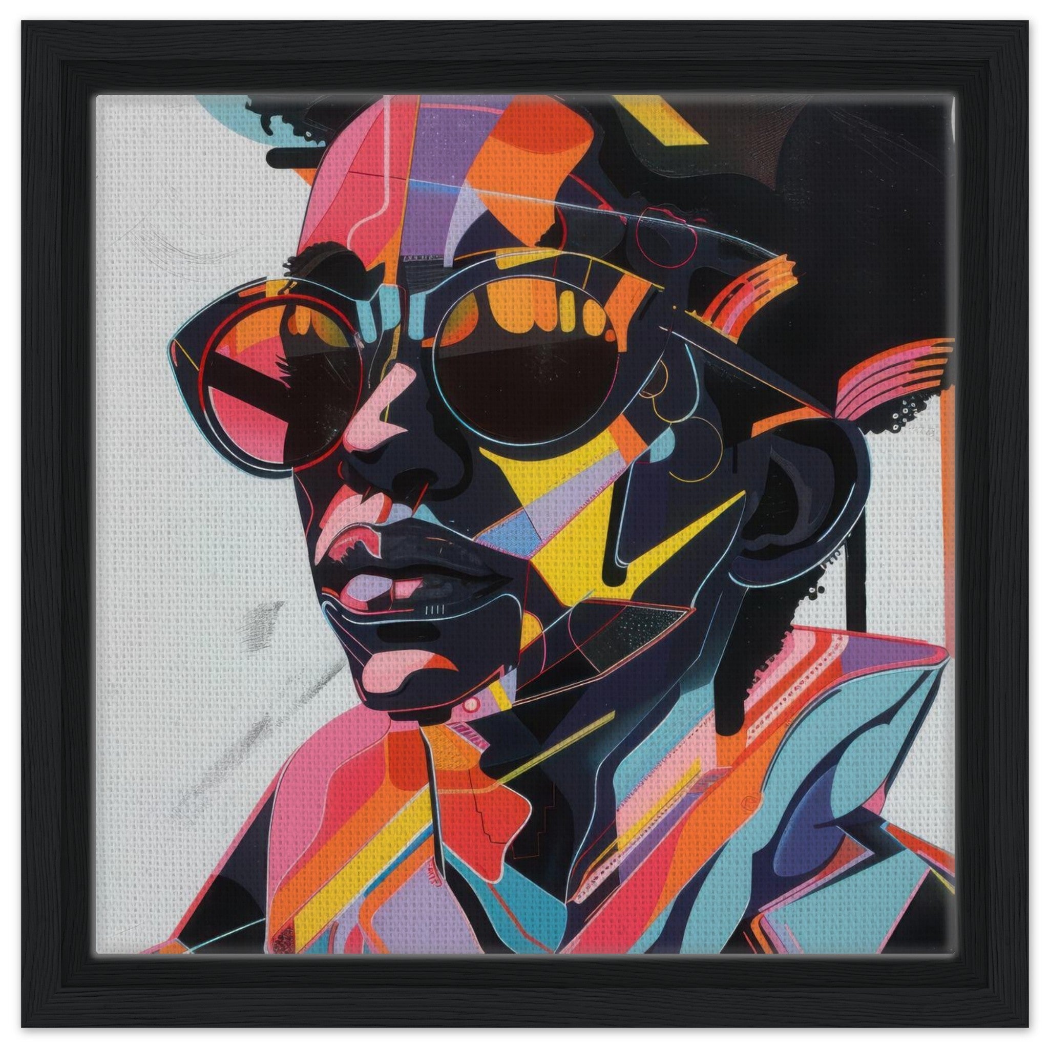 Framed Canvas Square - Afrofuturism swedish sharkansas in abstract styl 3 - Shop Ai Art WebShop - Digital Art online Store