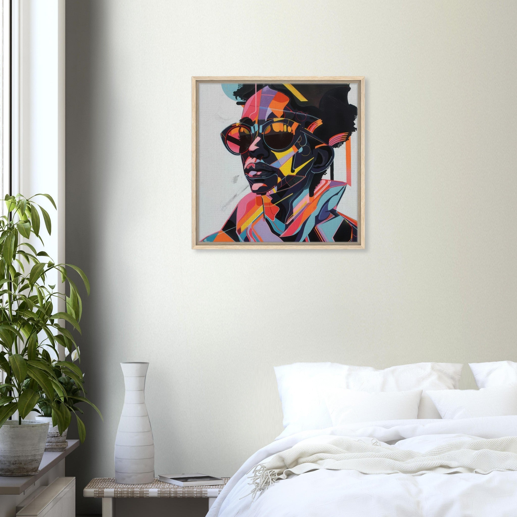 Framed Canvas Square - Afrofuturism swedish sharkansas in abstract styl 3 - Shop Ai Art WebShop - Digital Art online Store