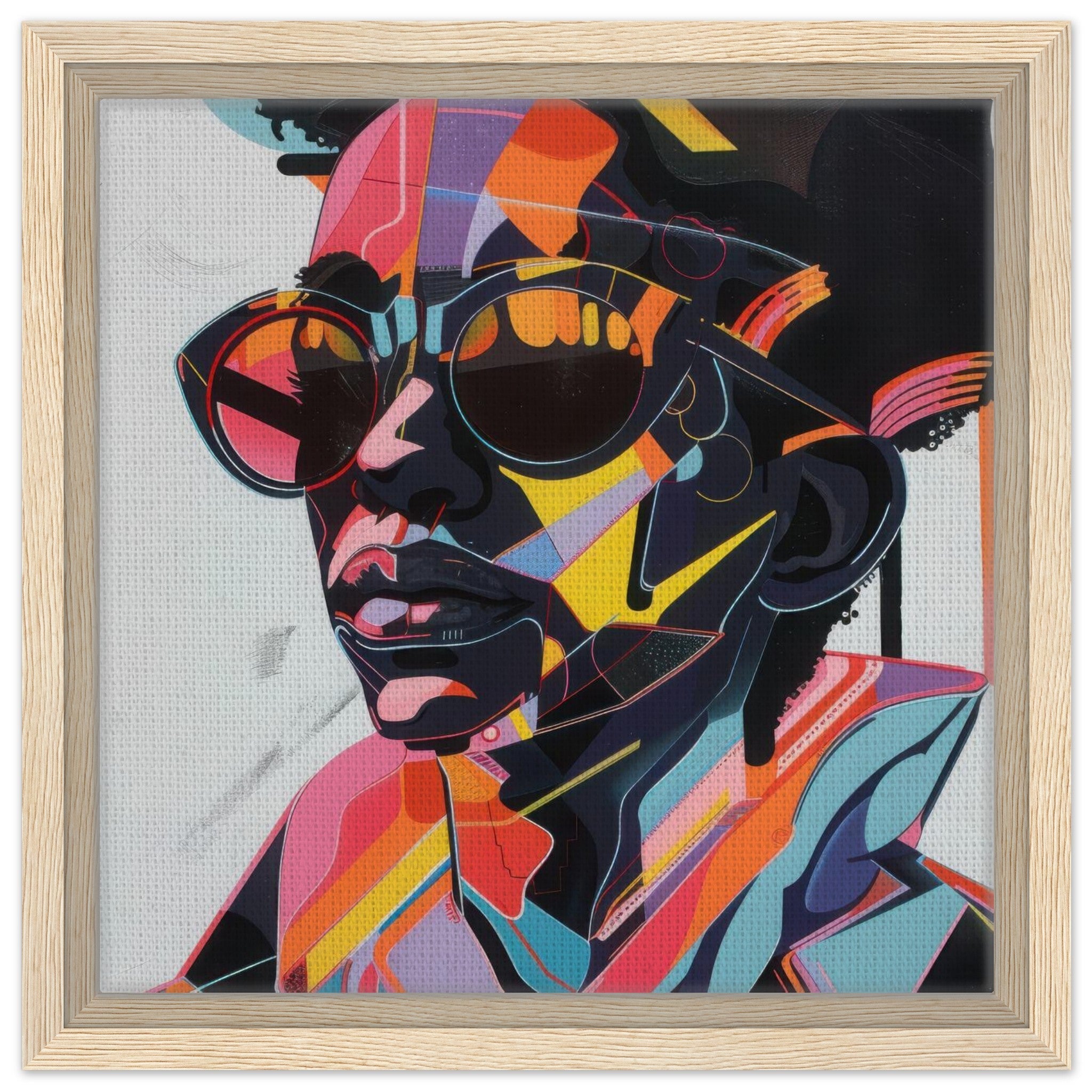 Framed Canvas Square - Afrofuturism swedish sharkansas in abstract styl 3 - Shop Ai Art WebShop - Digital Art online Store