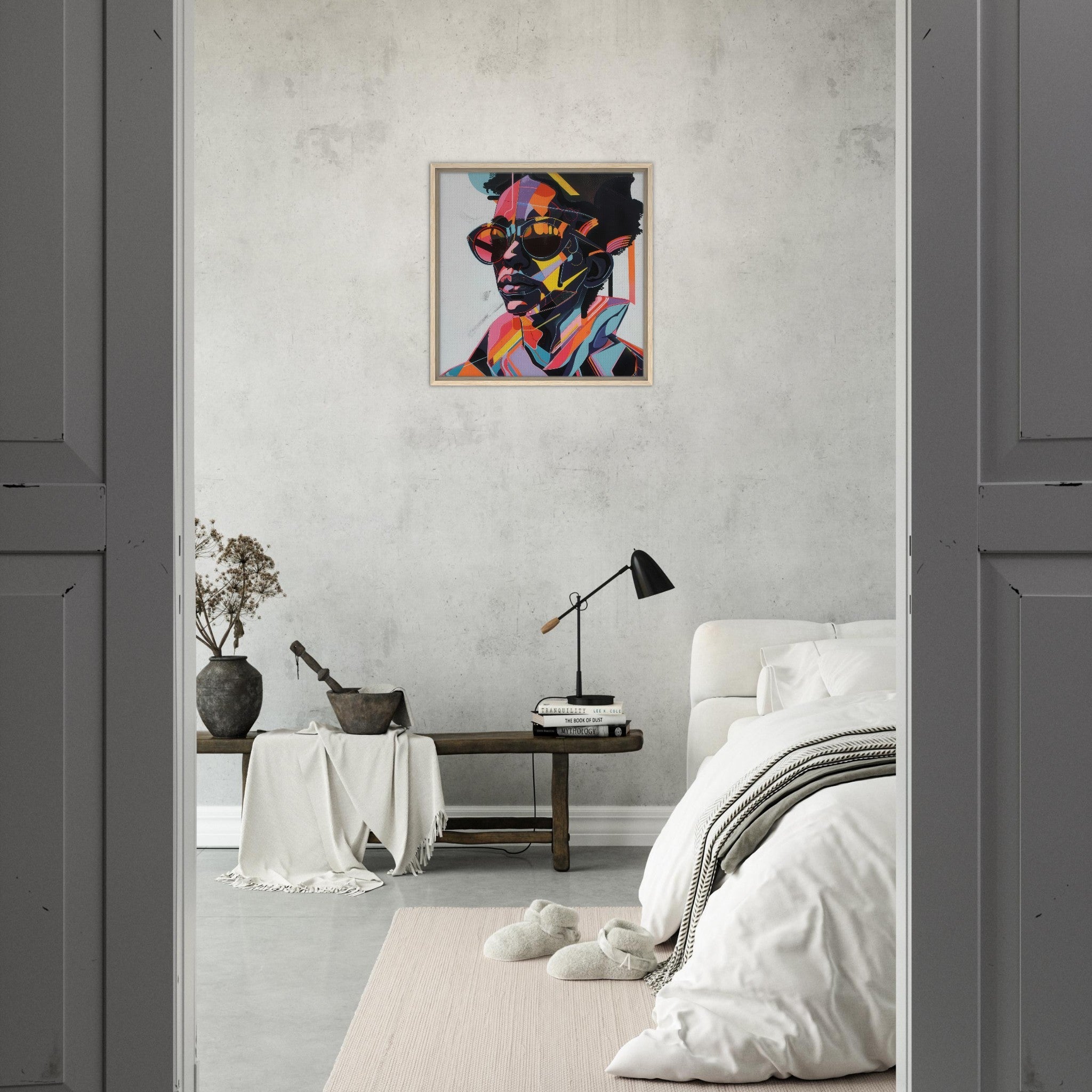 Framed Canvas Square - Afrofuturism swedish sharkansas in abstract styl 3 - Shop Ai Art WebShop - Digital Art online Store