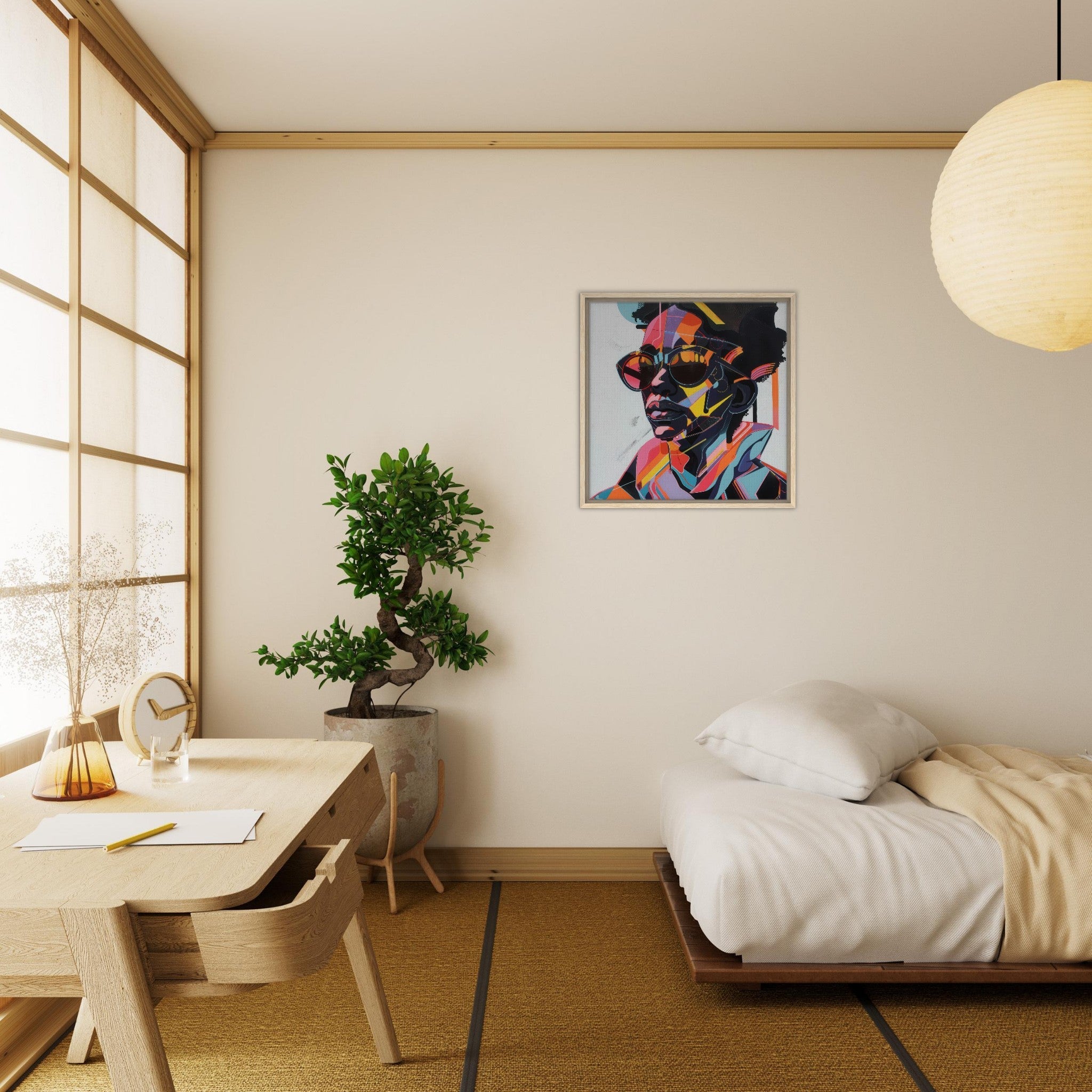 Framed Canvas Square - Afrofuturism swedish sharkansas in abstract styl 3 - Shop Ai Art WebShop - Digital Art online Store