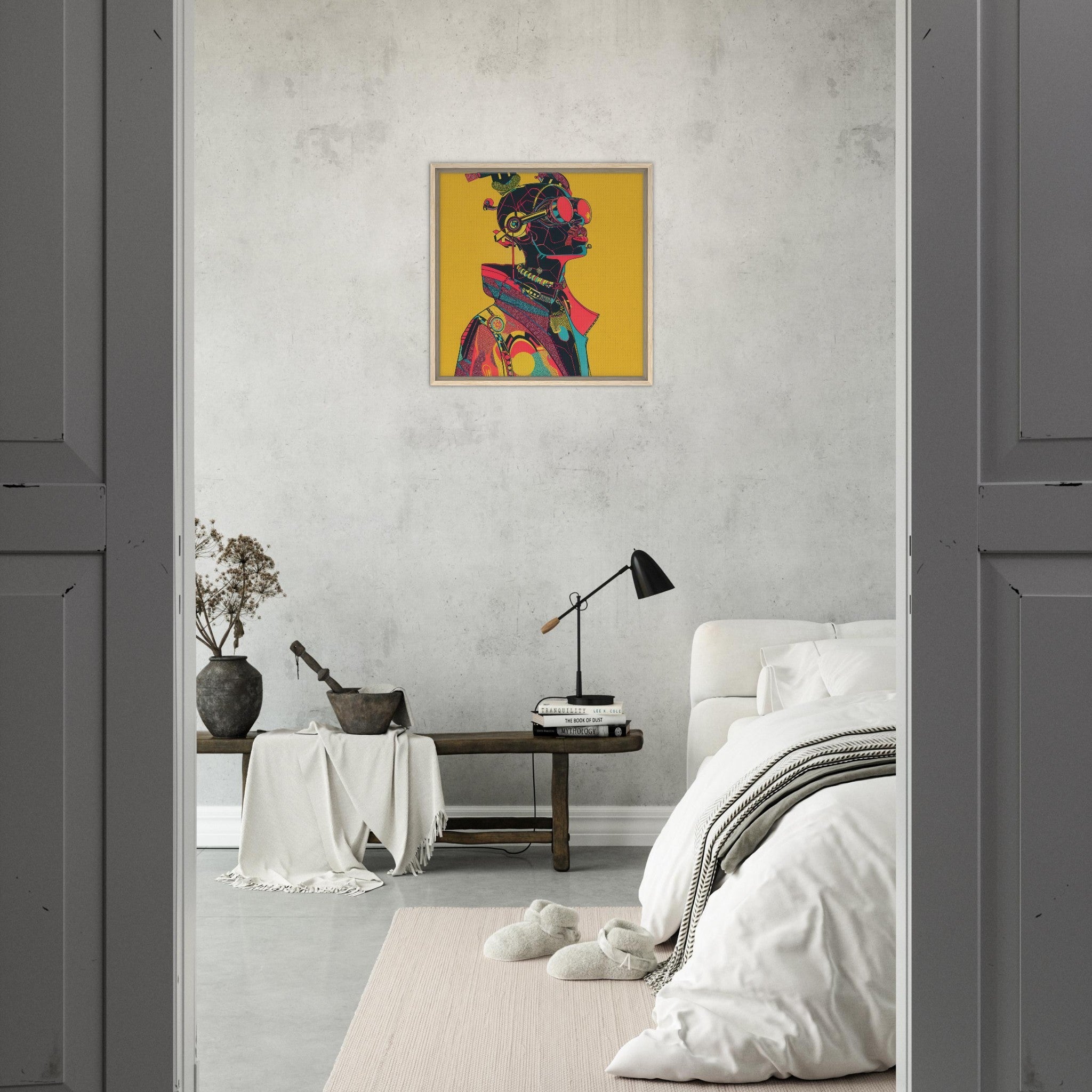 Framed Canvas Square - Afrofuturism swedish sharkansas in abstract styl 6 - Shop Ai Art WebShop - Digital Art online Store
