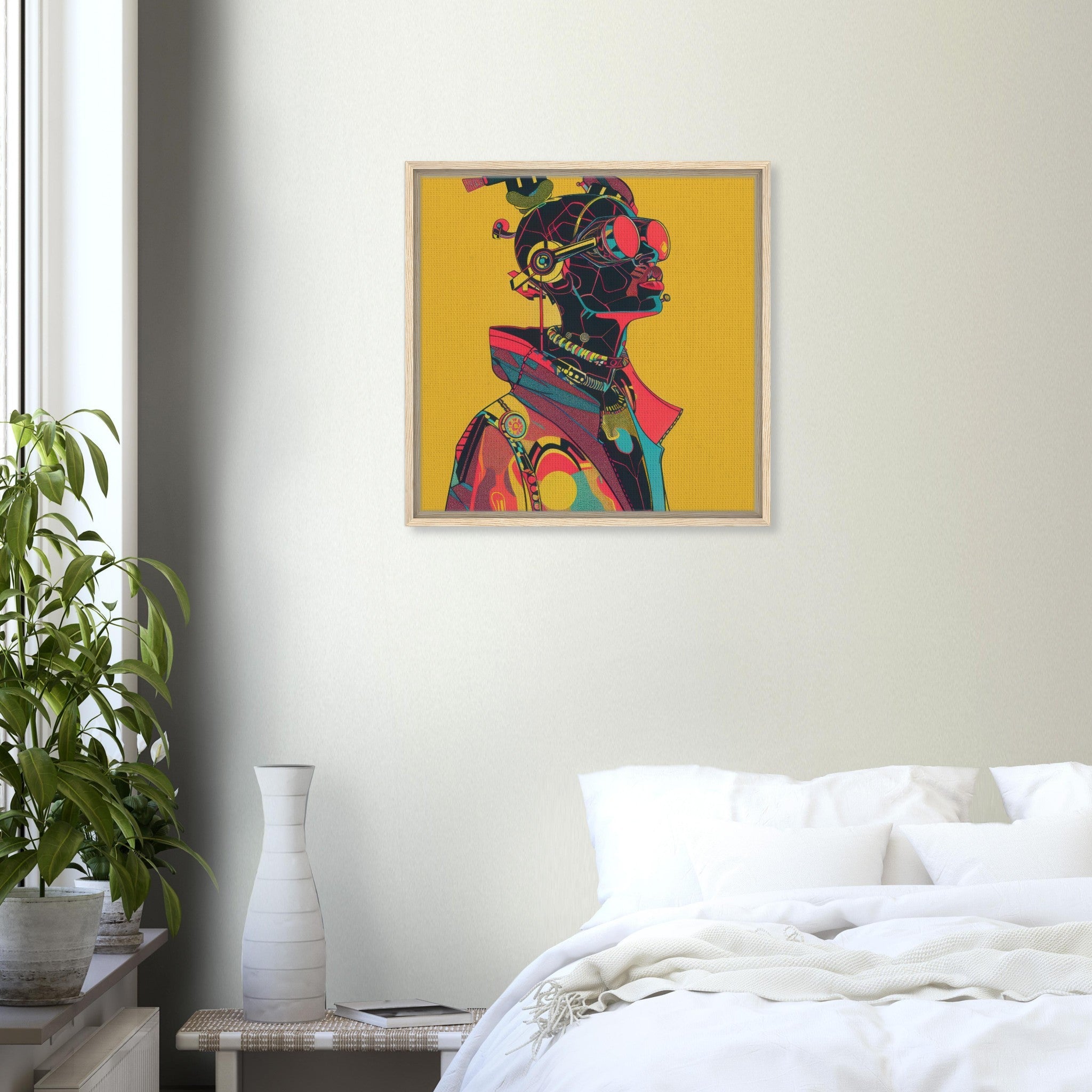 Framed Canvas Square - Afrofuturism swedish sharkansas in abstract styl 6 - Shop Ai Art WebShop - Digital Art online Store
