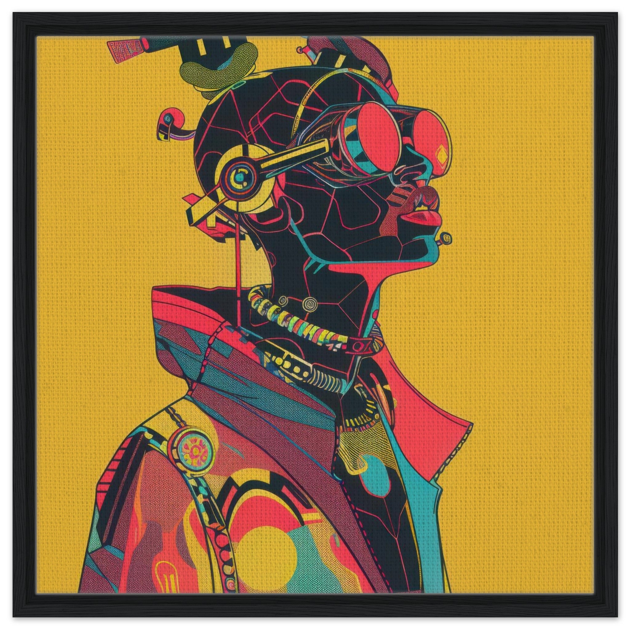Framed Canvas Square - Afrofuturism swedish sharkansas in abstract styl 6 - Shop Ai Art WebShop - Digital Art online Store