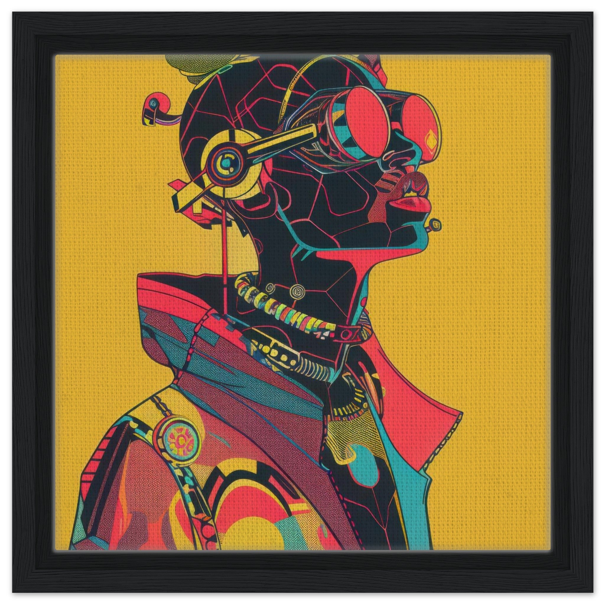Framed Canvas Square - Afrofuturism swedish sharkansas in abstract styl 6 - Shop Ai Art WebShop - Digital Art online Store