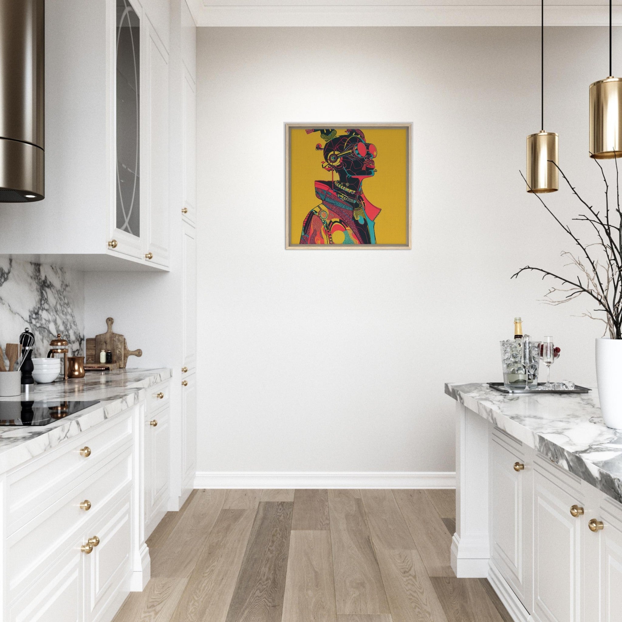 Framed Canvas Square - Afrofuturism swedish sharkansas in abstract styl 6 - Shop Ai Art WebShop - Digital Art online Store