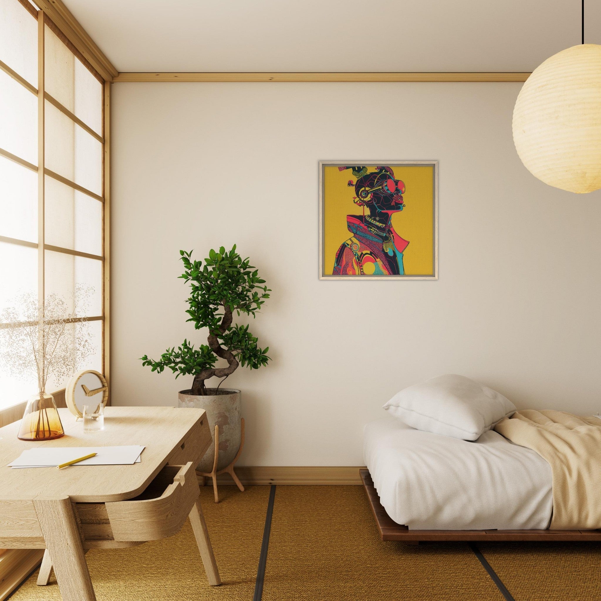 Framed Canvas Square - Afrofuturism swedish sharkansas in abstract styl 6 - Shop Ai Art WebShop - Digital Art online Store