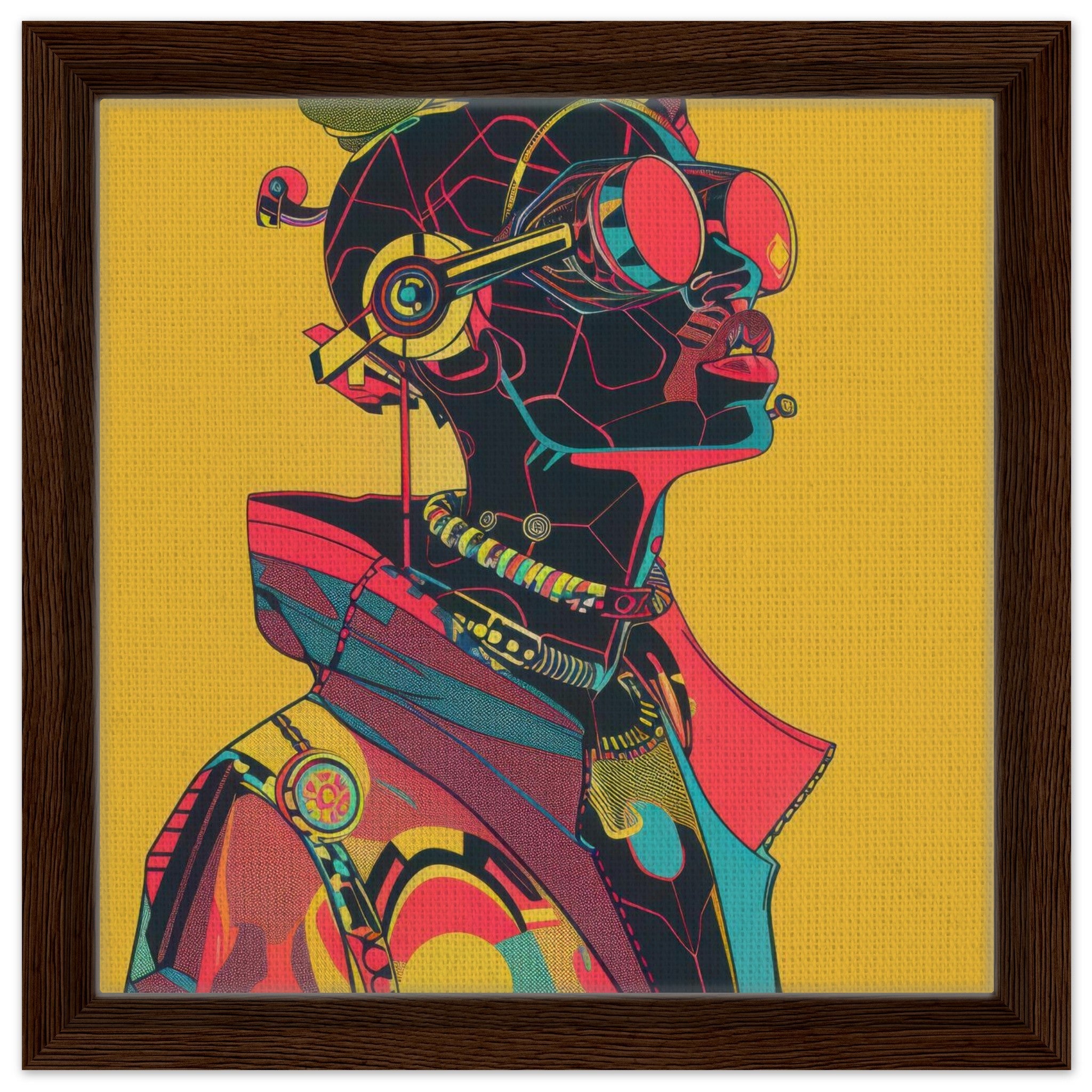 Framed Canvas Square - Afrofuturism swedish sharkansas in abstract styl 6 - Shop Ai Art WebShop - Digital Art online Store