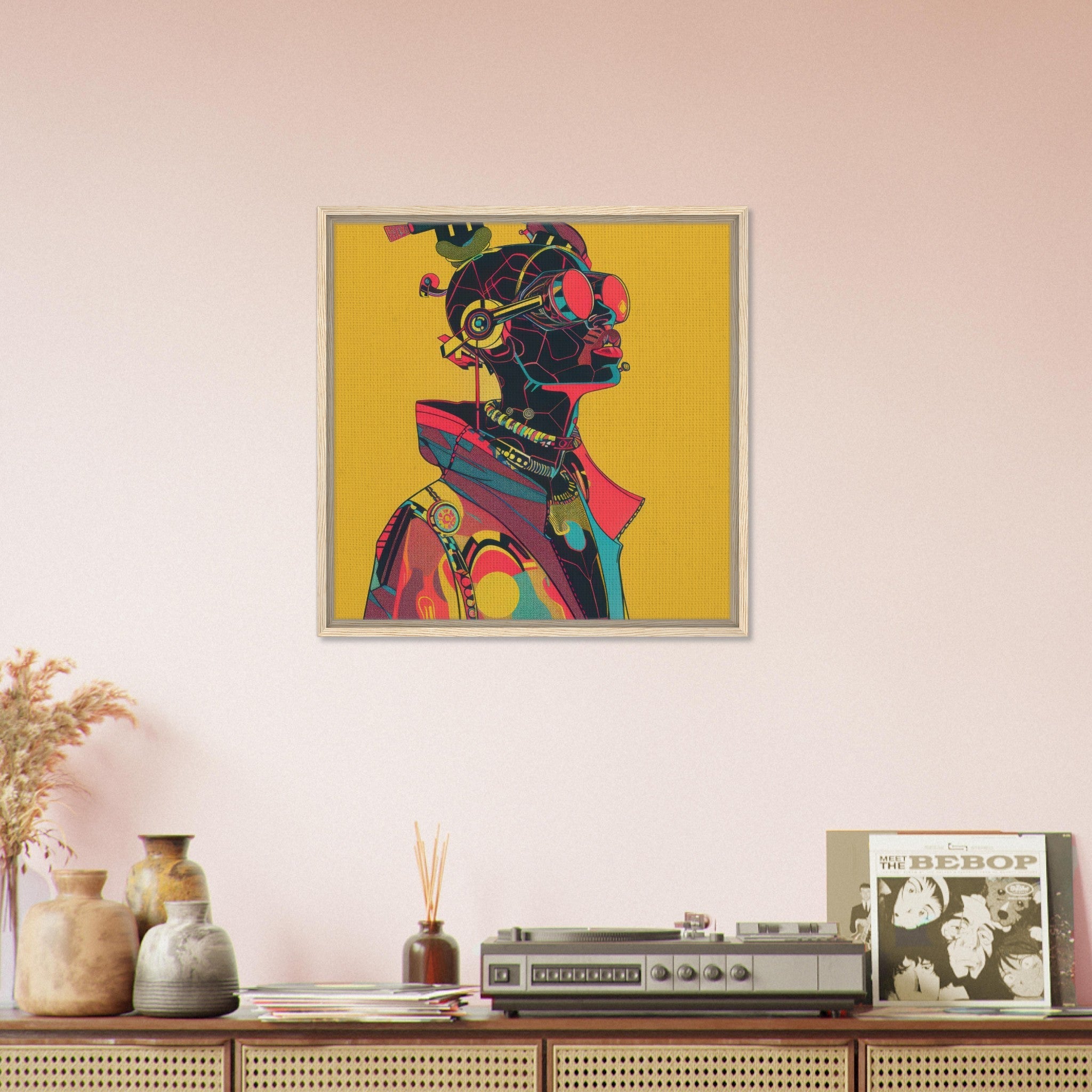 Framed Canvas Square - Afrofuturism swedish sharkansas in abstract styl 6 - Shop Ai Art WebShop - Digital Art online Store