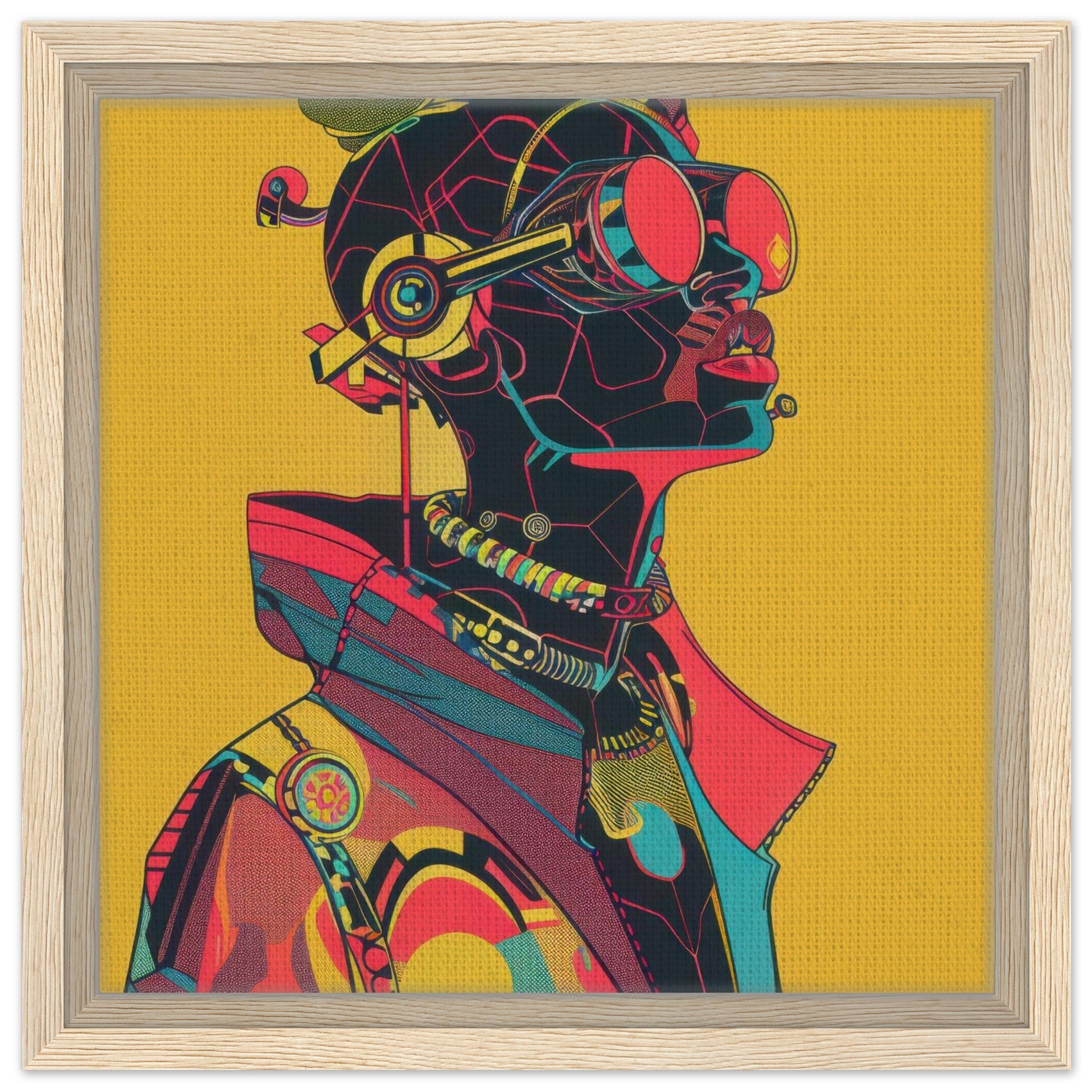Framed Canvas Square - Afrofuturism swedish sharkansas in abstract styl 6 - Shop Ai Art WebShop - Digital Art online Store