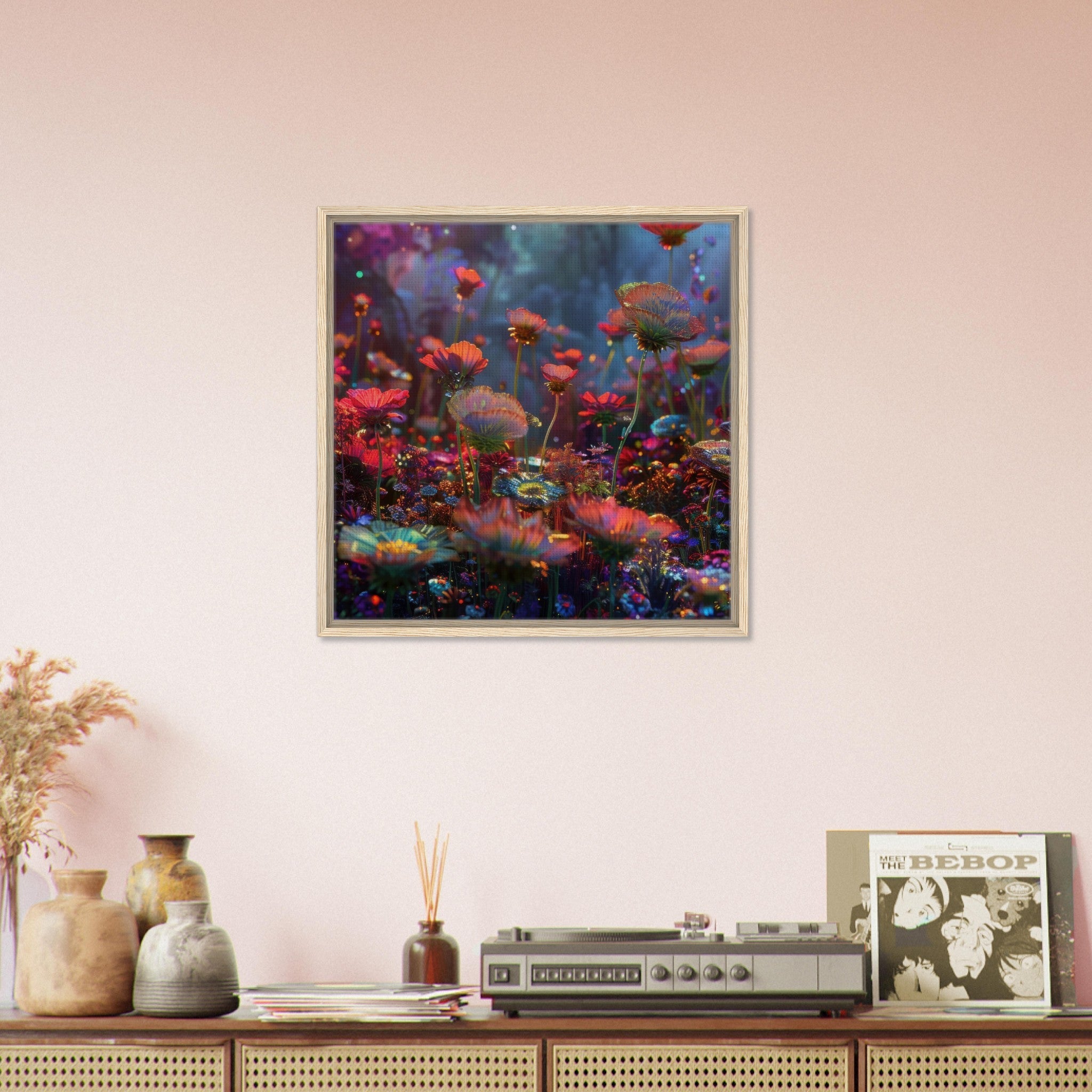Framed Canvas Square - Colorfull Flower Art 13 - Shop Ai Art WebShop - Digital Art online Store