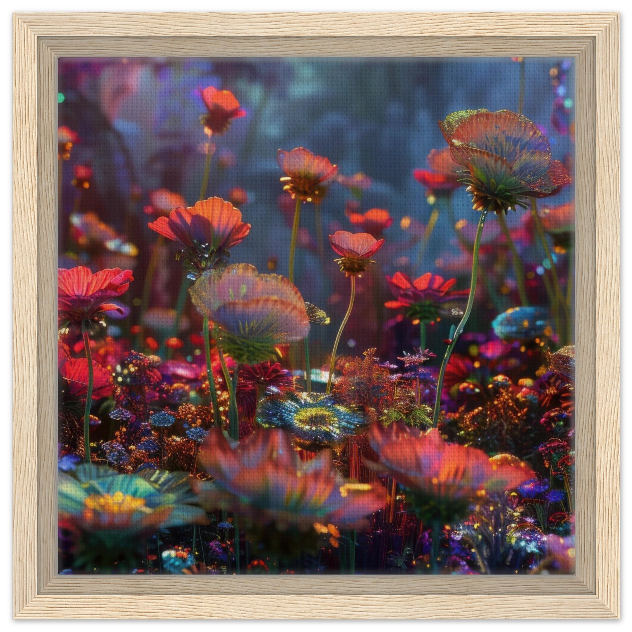 Framed Canvas Square - Colorfull Flower Art 13 - Shop Ai Art WebShop - Digital Art online Store