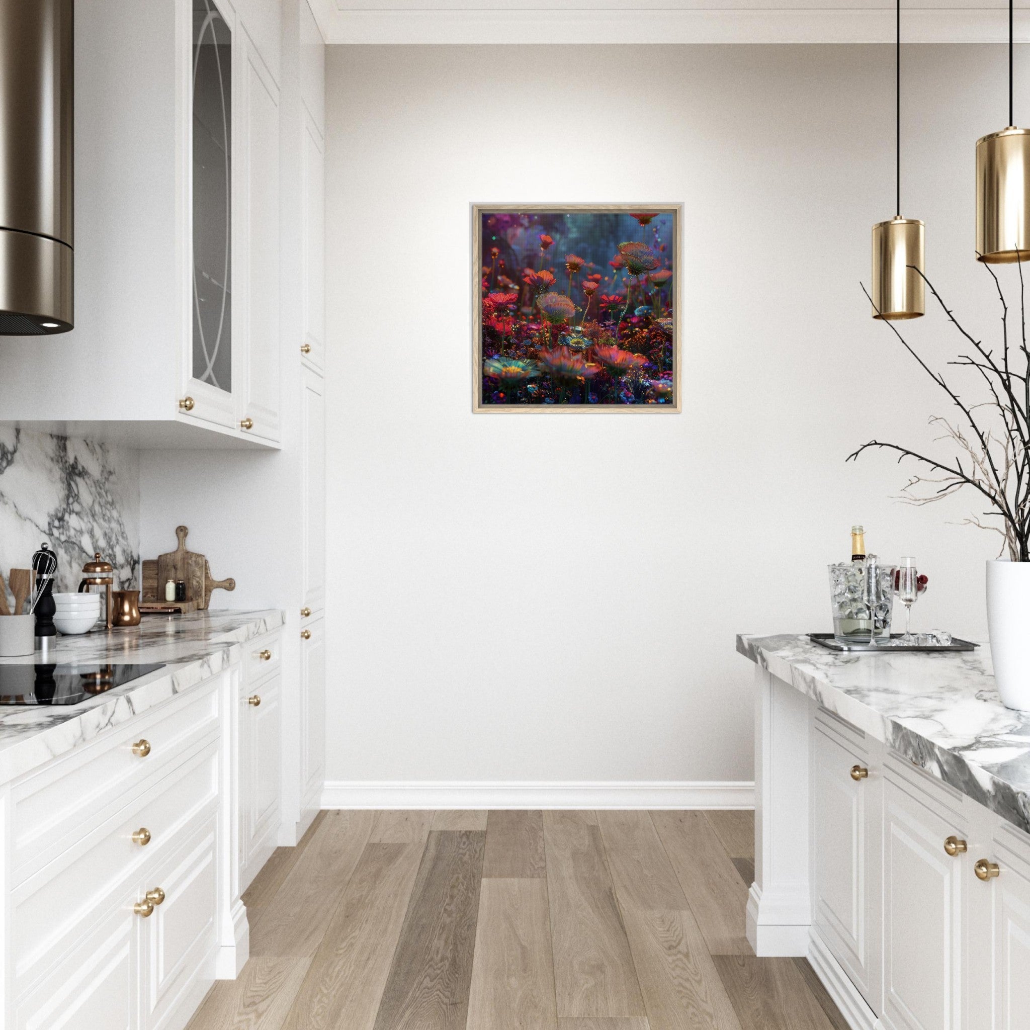 Framed Canvas Square - Colorfull Flower Art 13 - Shop Ai Art WebShop - Digital Art online Store