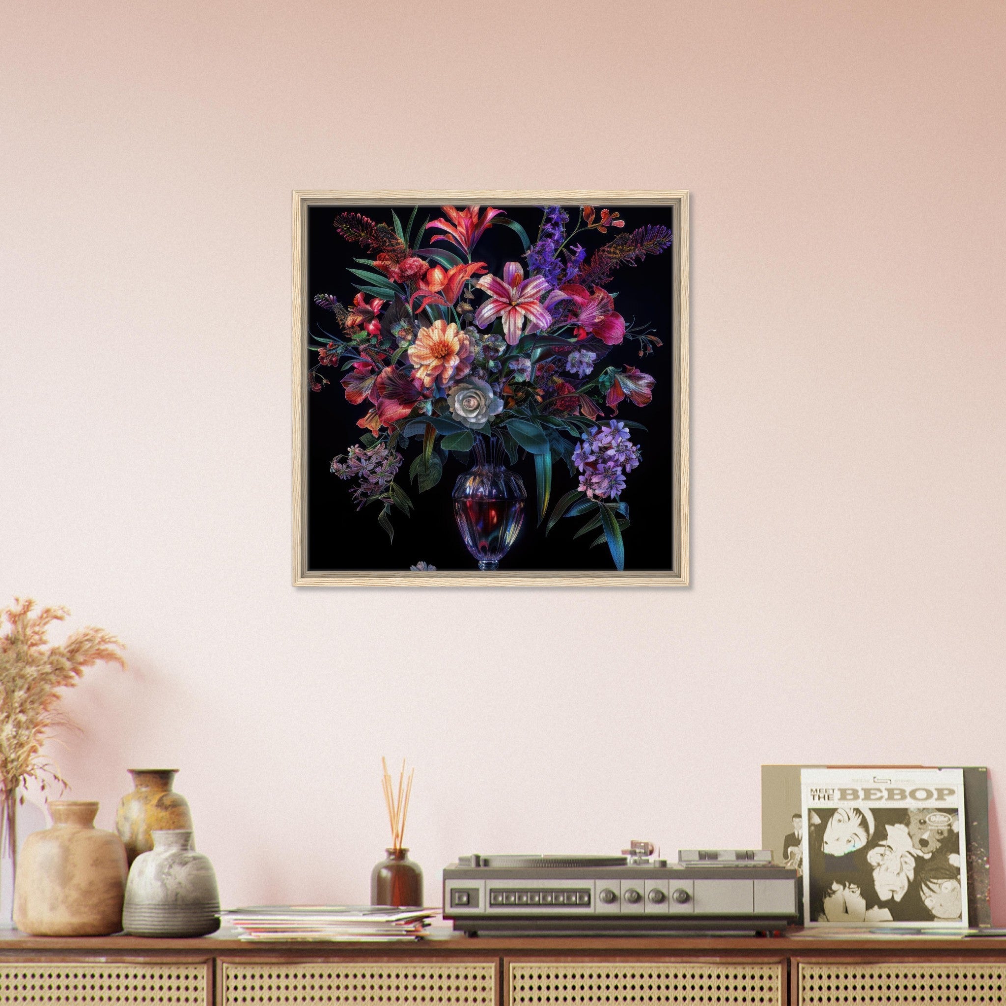 Framed Canvas Square - Colorfull Flower Art 14 - Shop Ai Art WebShop - Digital Art online Store