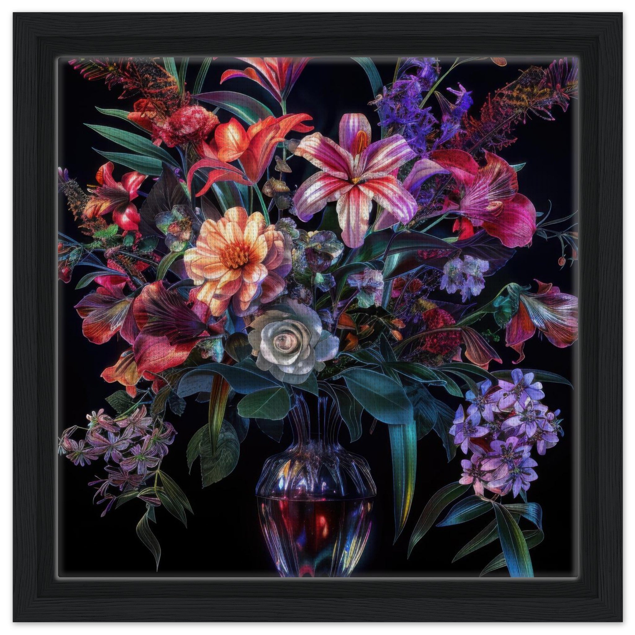Framed Canvas Square - Colorfull Flower Art 14 - Shop Ai Art WebShop - Digital Art online Store