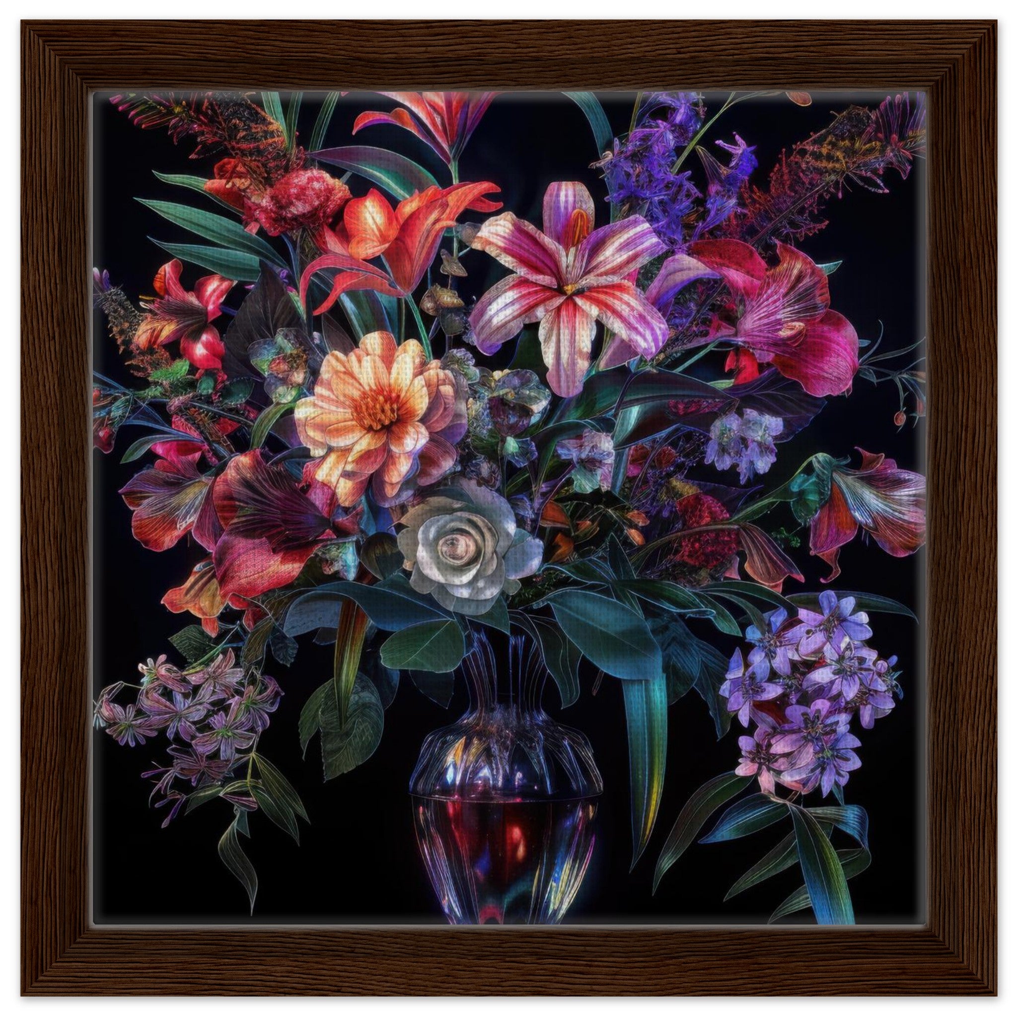Framed Canvas Square - Colorfull Flower Art 14 - Shop Ai Art WebShop - Digital Art online Store