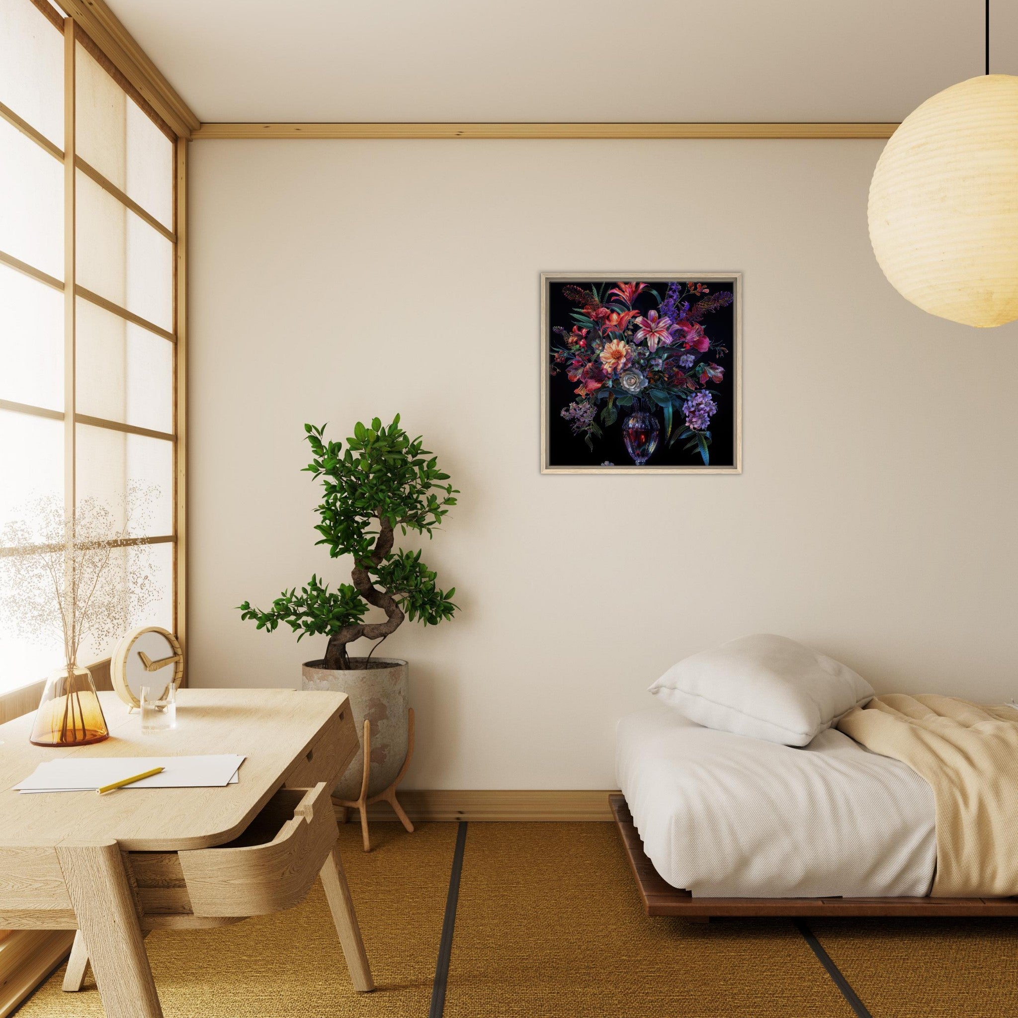 Framed Canvas Square - Colorfull Flower Art 14 - Shop Ai Art WebShop - Digital Art online Store