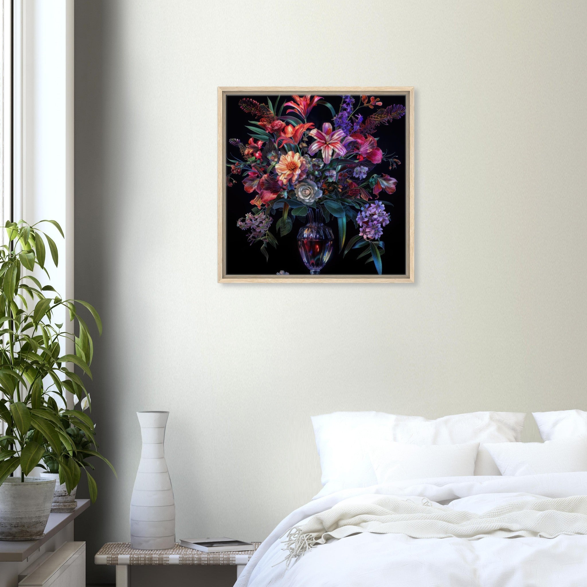 Framed Canvas Square - Colorfull Flower Art 14 - Shop Ai Art WebShop - Digital Art online Store