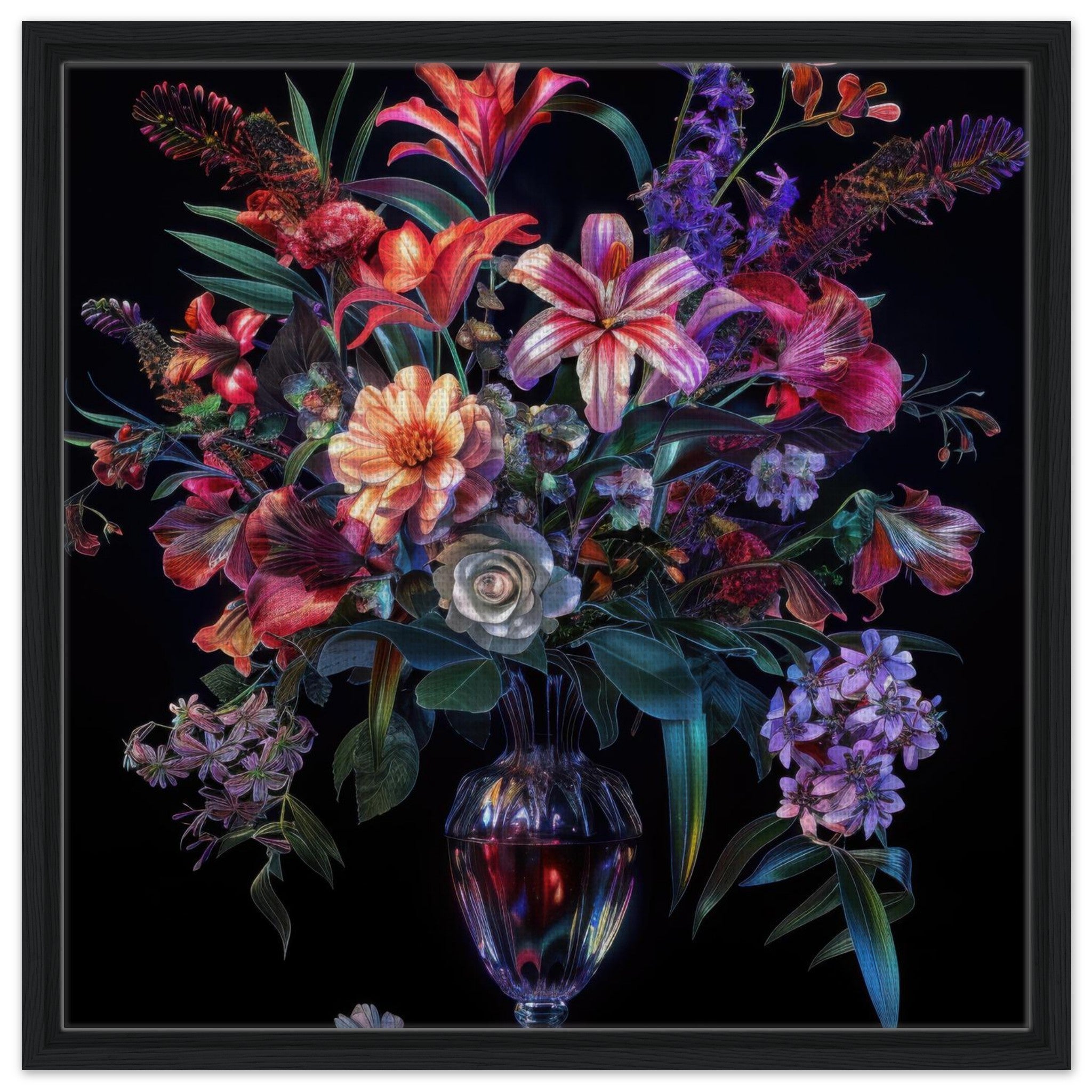 Framed Canvas Square - Colorfull Flower Art 14 - Shop Ai Art WebShop - Digital Art online Store