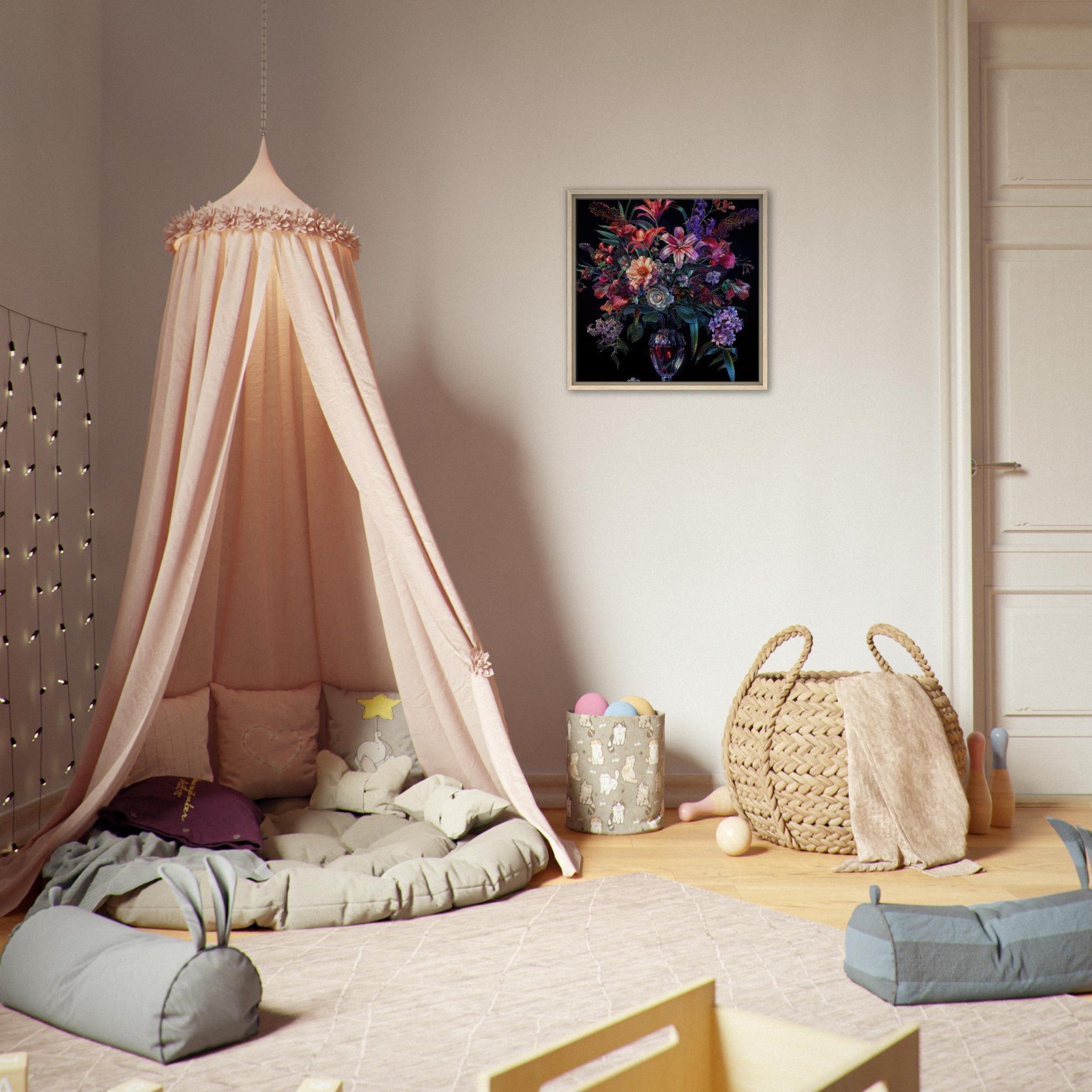 Framed Canvas Square - Colorfull Flower Art 14 - Shop Ai Art WebShop - Digital Art online Store