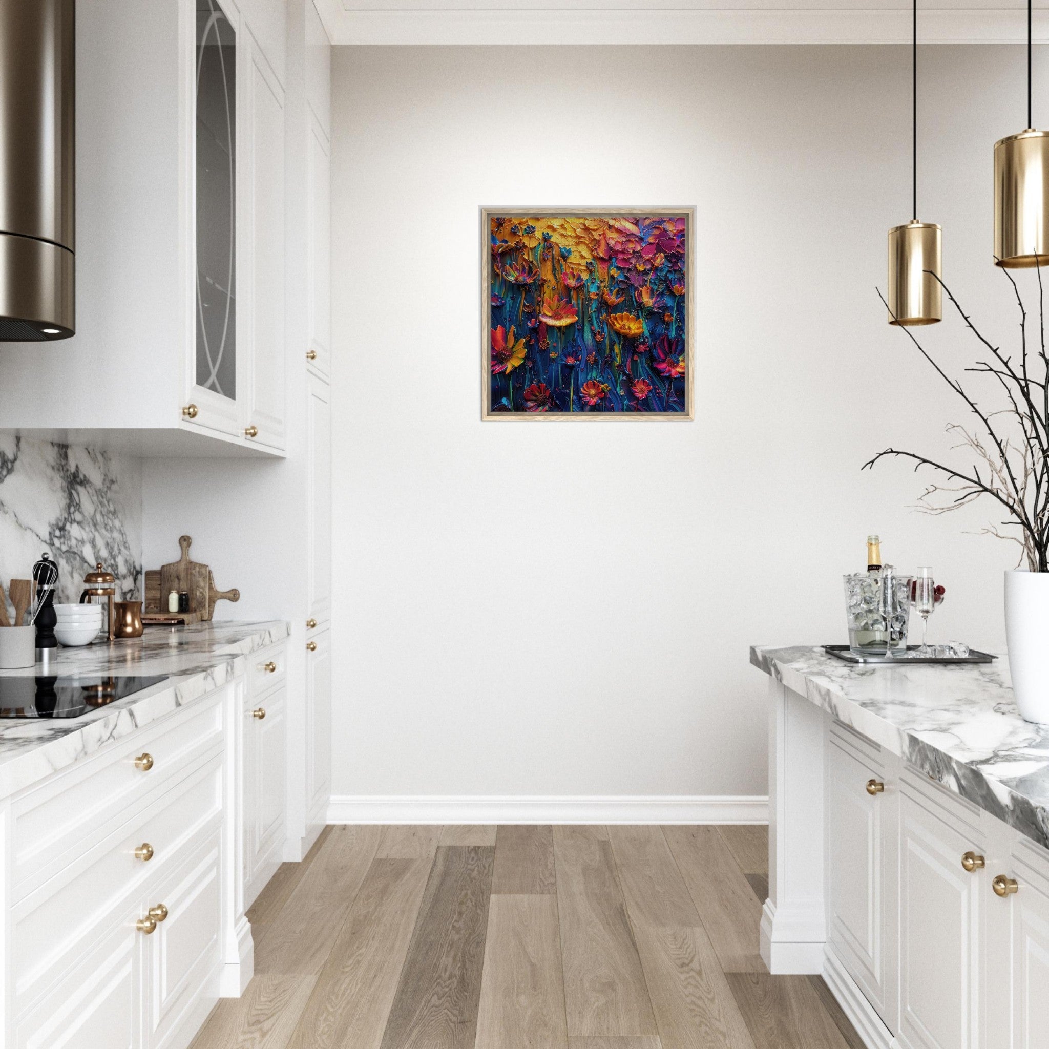 Framed Canvas Square - Colorfull Flower Art 2 - Shop Ai Art WebShop - Digital Art online Store