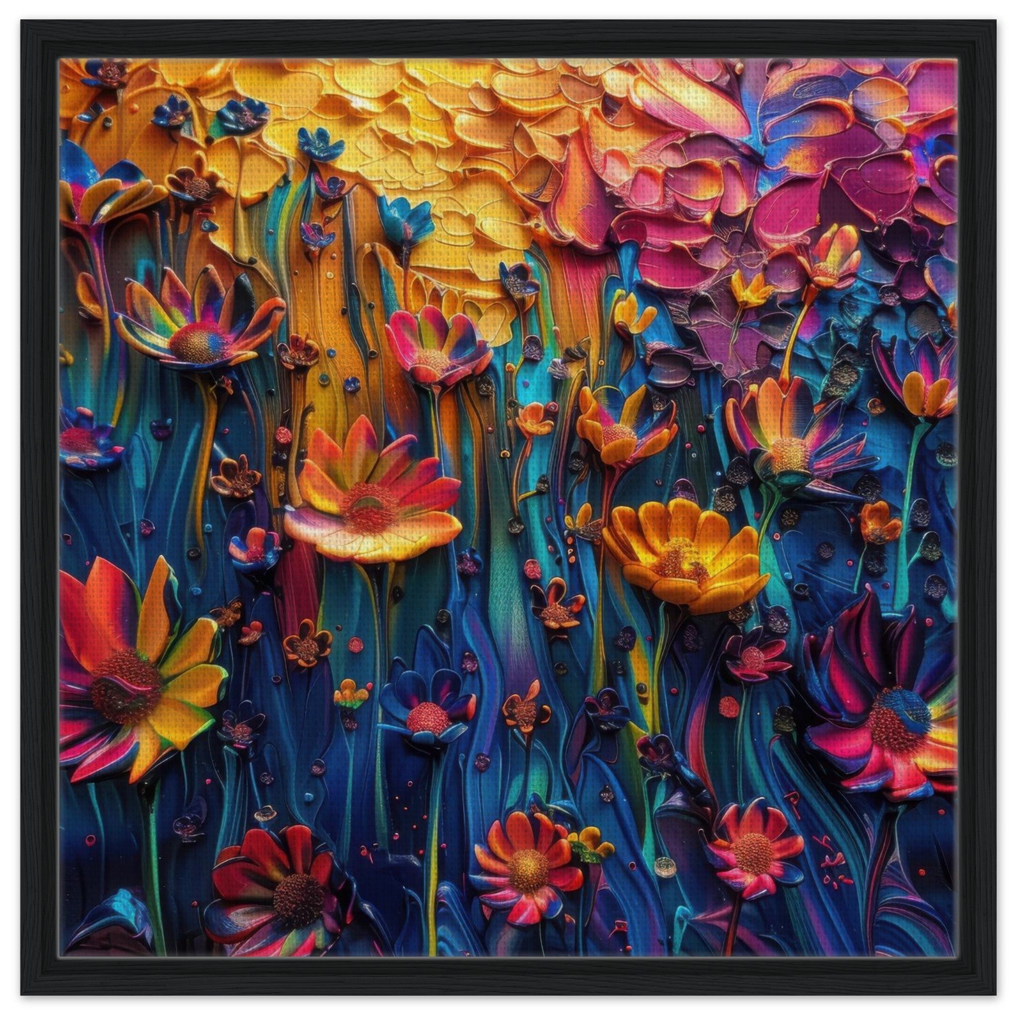 Framed Canvas Square - Colorfull Flower Art 2 - Shop Ai Art WebShop - Digital Art online Store