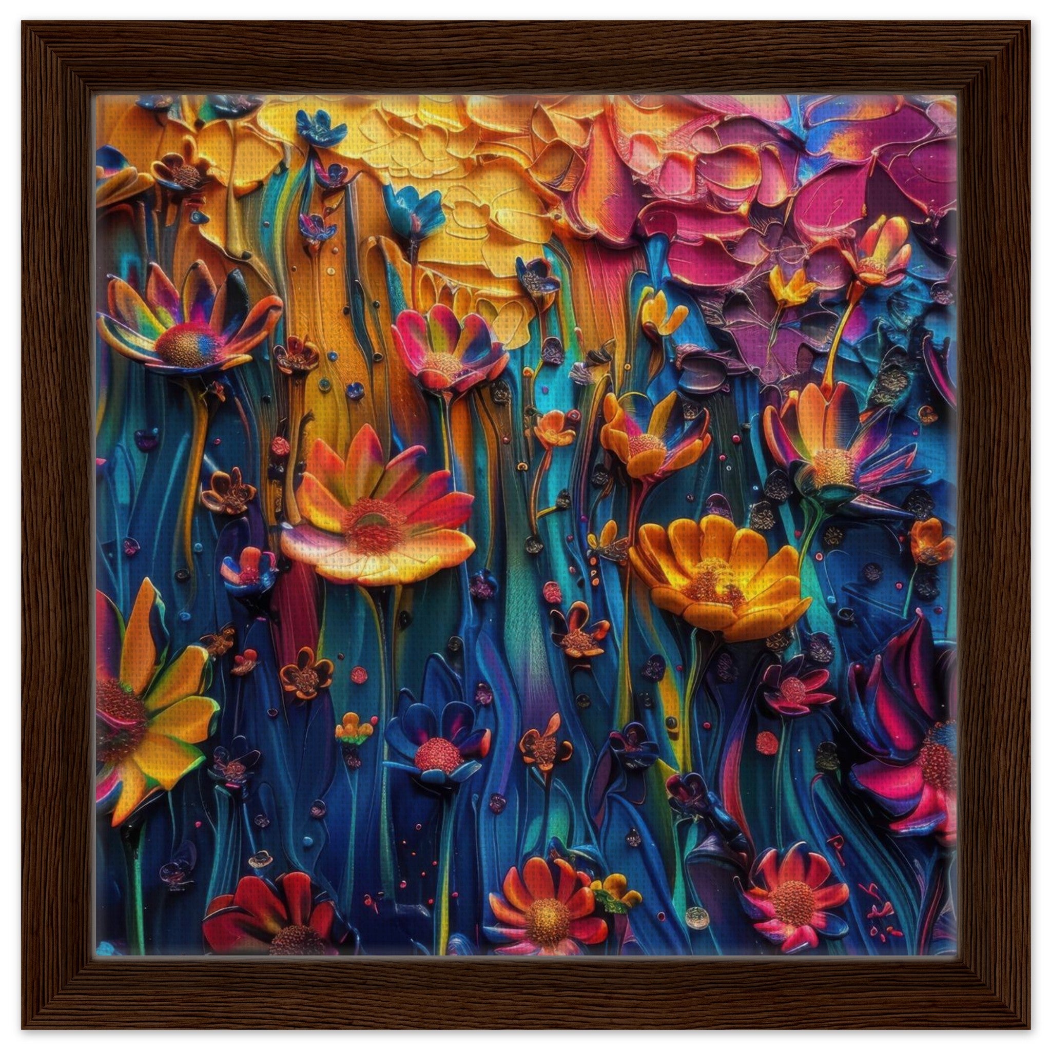 Framed Canvas Square - Colorfull Flower Art 2 - Shop Ai Art WebShop - Digital Art online Store