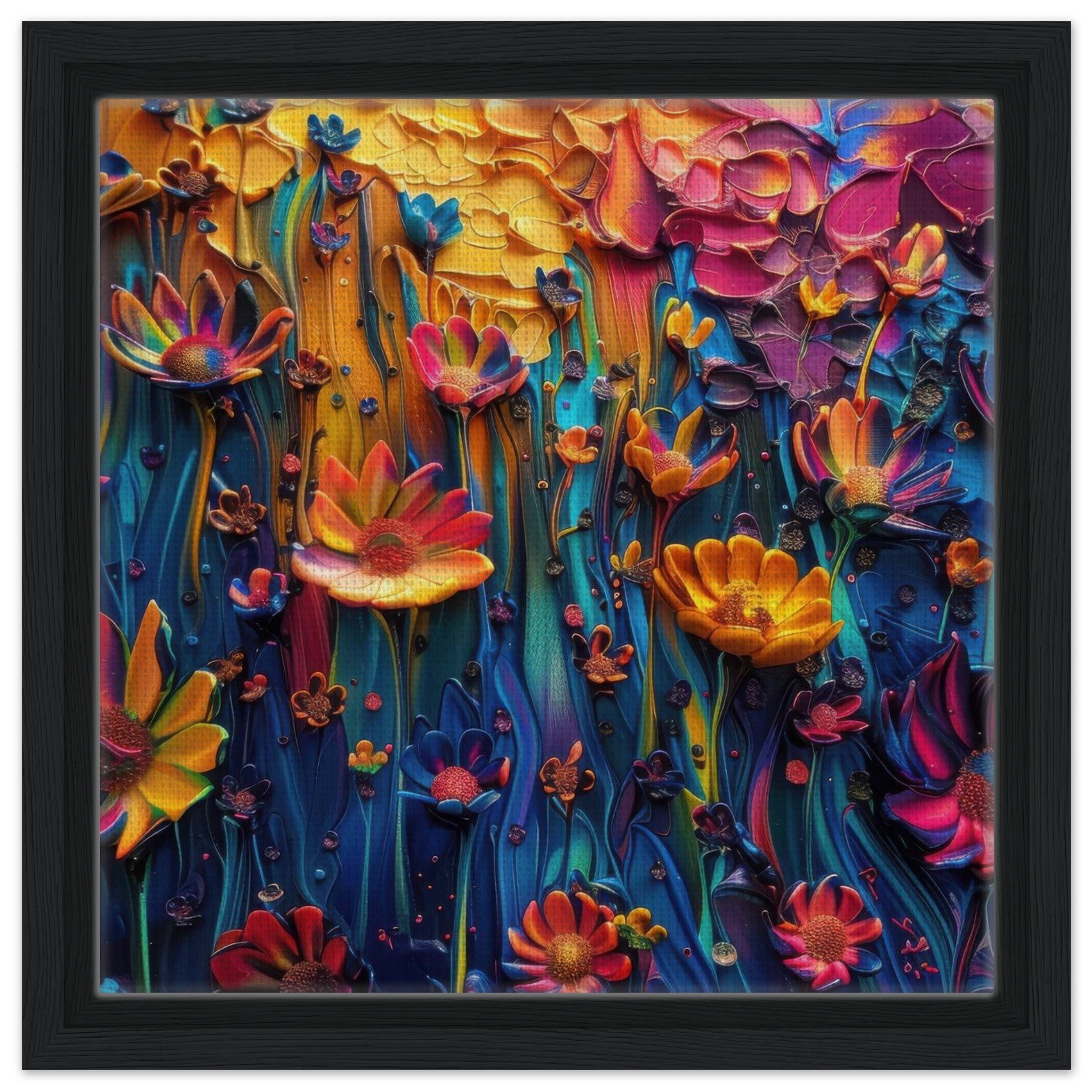 Framed Canvas Square - Colorfull Flower Art 2 - Shop Ai Art WebShop - Digital Art online Store