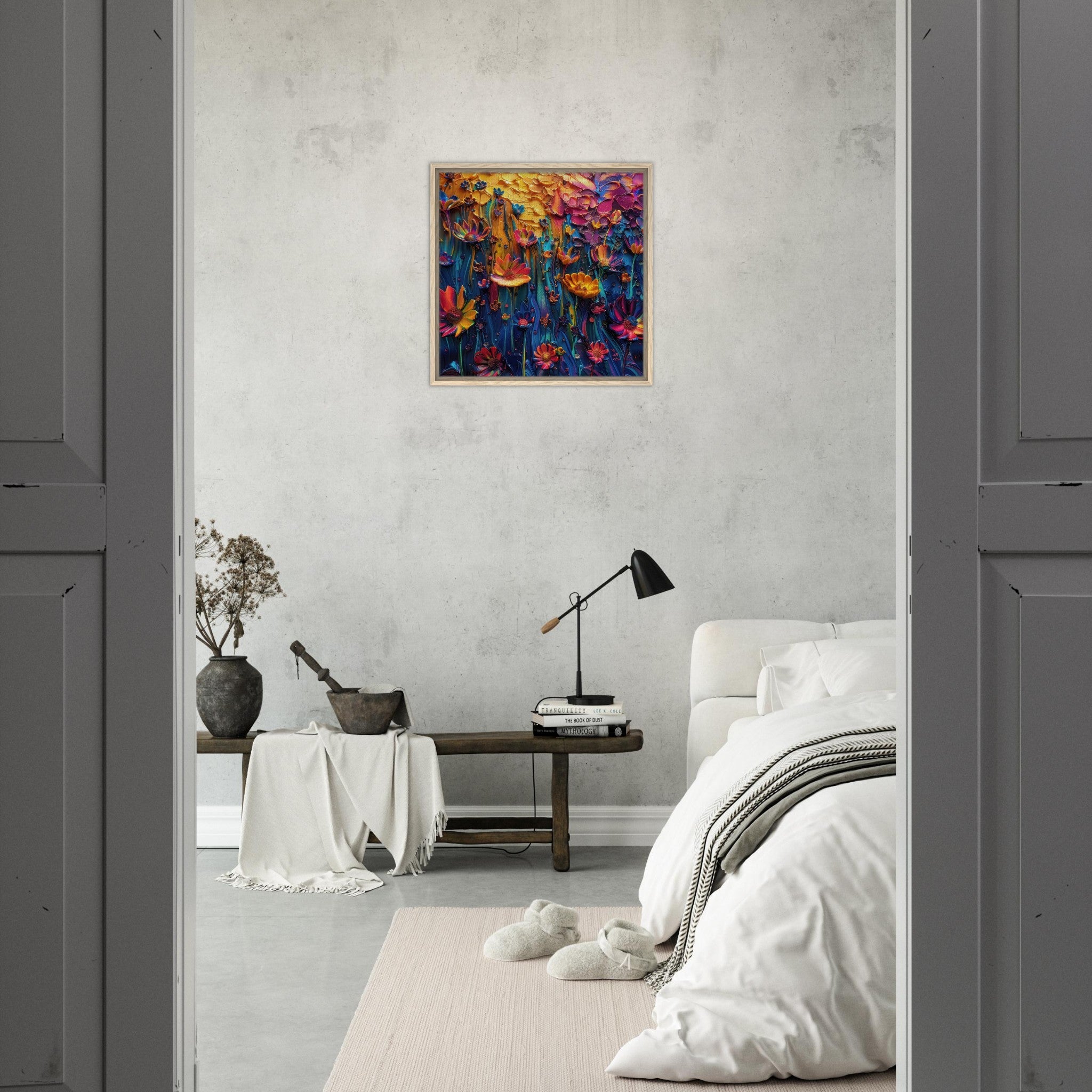 Framed Canvas Square - Colorfull Flower Art 2 - Shop Ai Art WebShop - Digital Art online Store