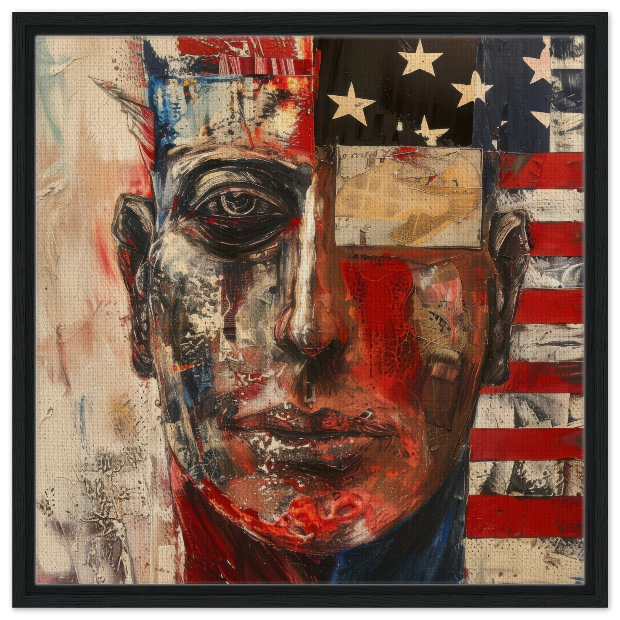 Framed Canvas Square - Expressionism art style American ancestors - Shop Ai Art WebShop - Digital Art online Store