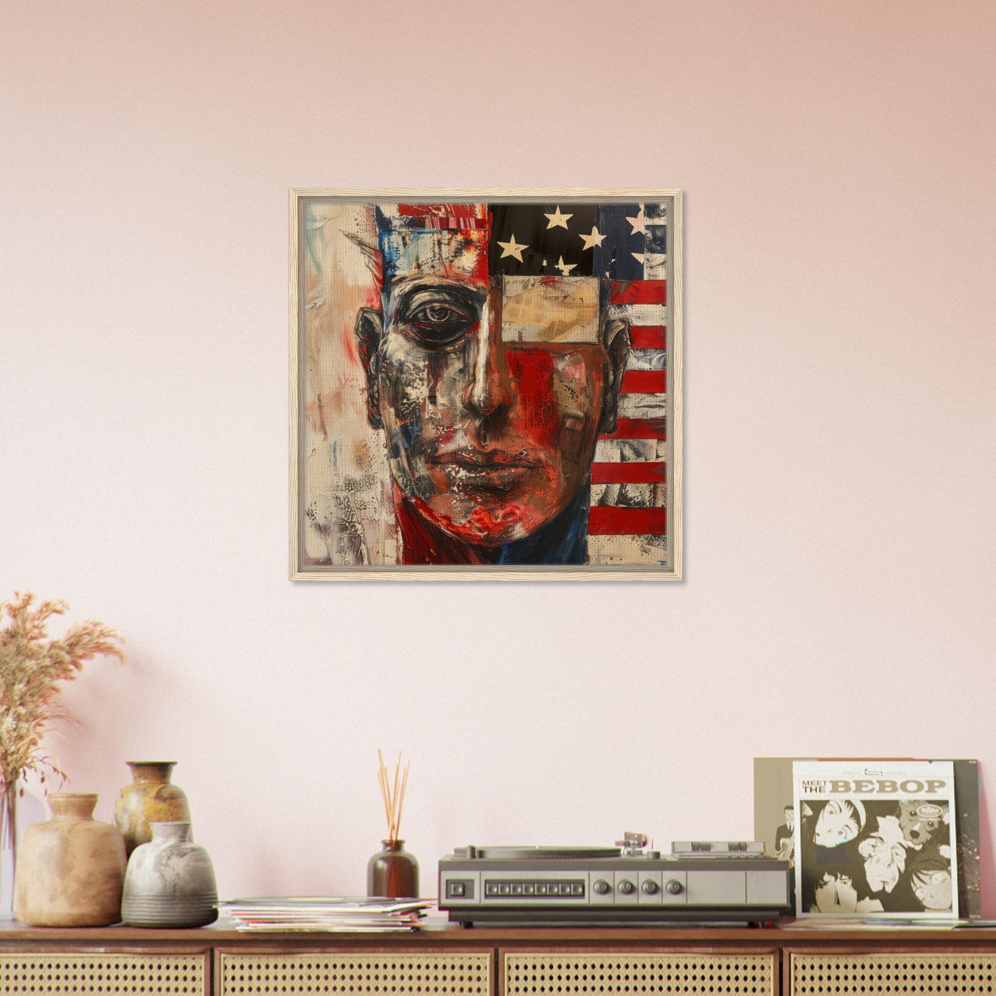 Framed Canvas Square - Expressionism art style American ancestors - Shop Ai Art WebShop - Digital Art online Store