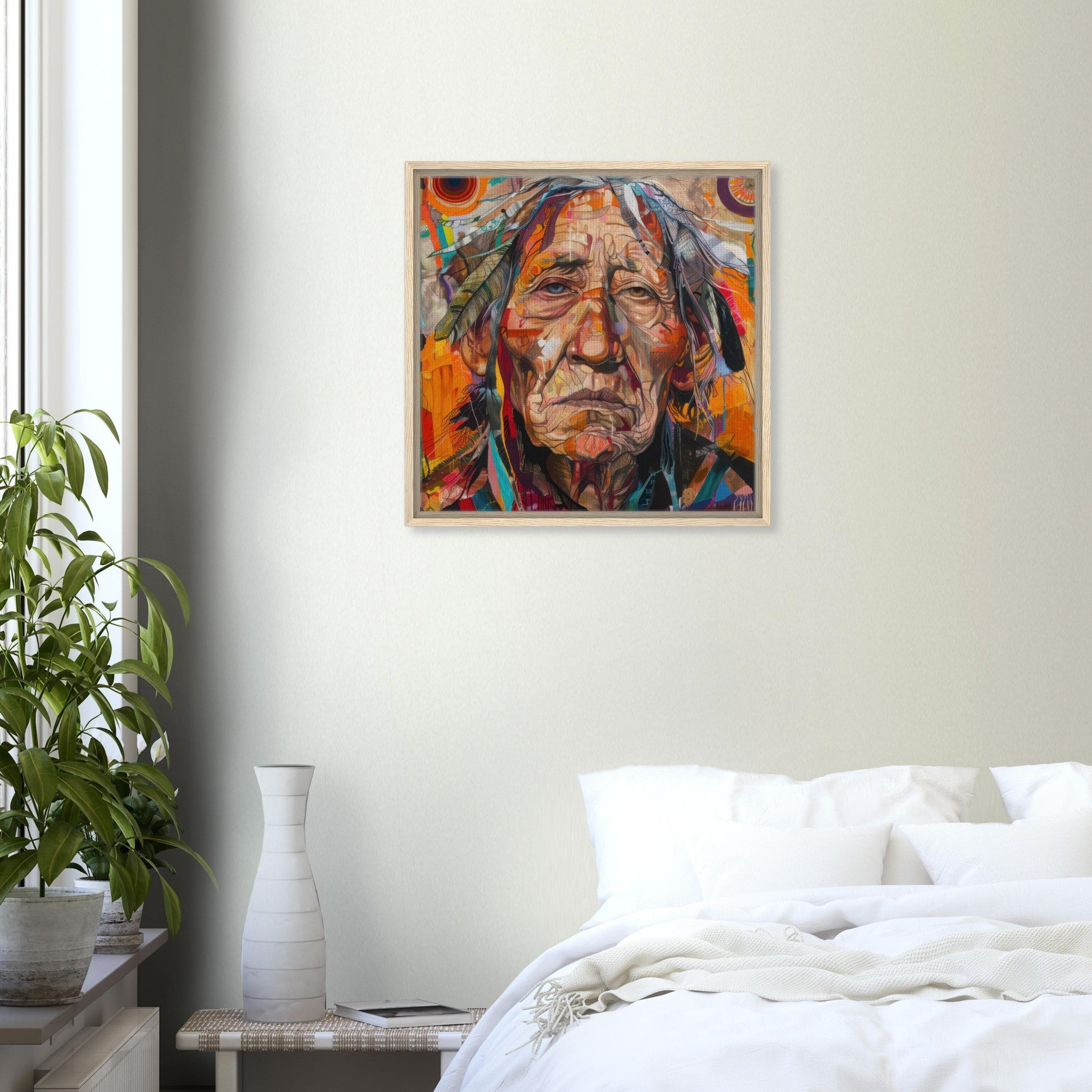 Framed Canvas Square - Expressionism art style American ancestors 3 - Shop Ai Art WebShop - Digital Art online Store