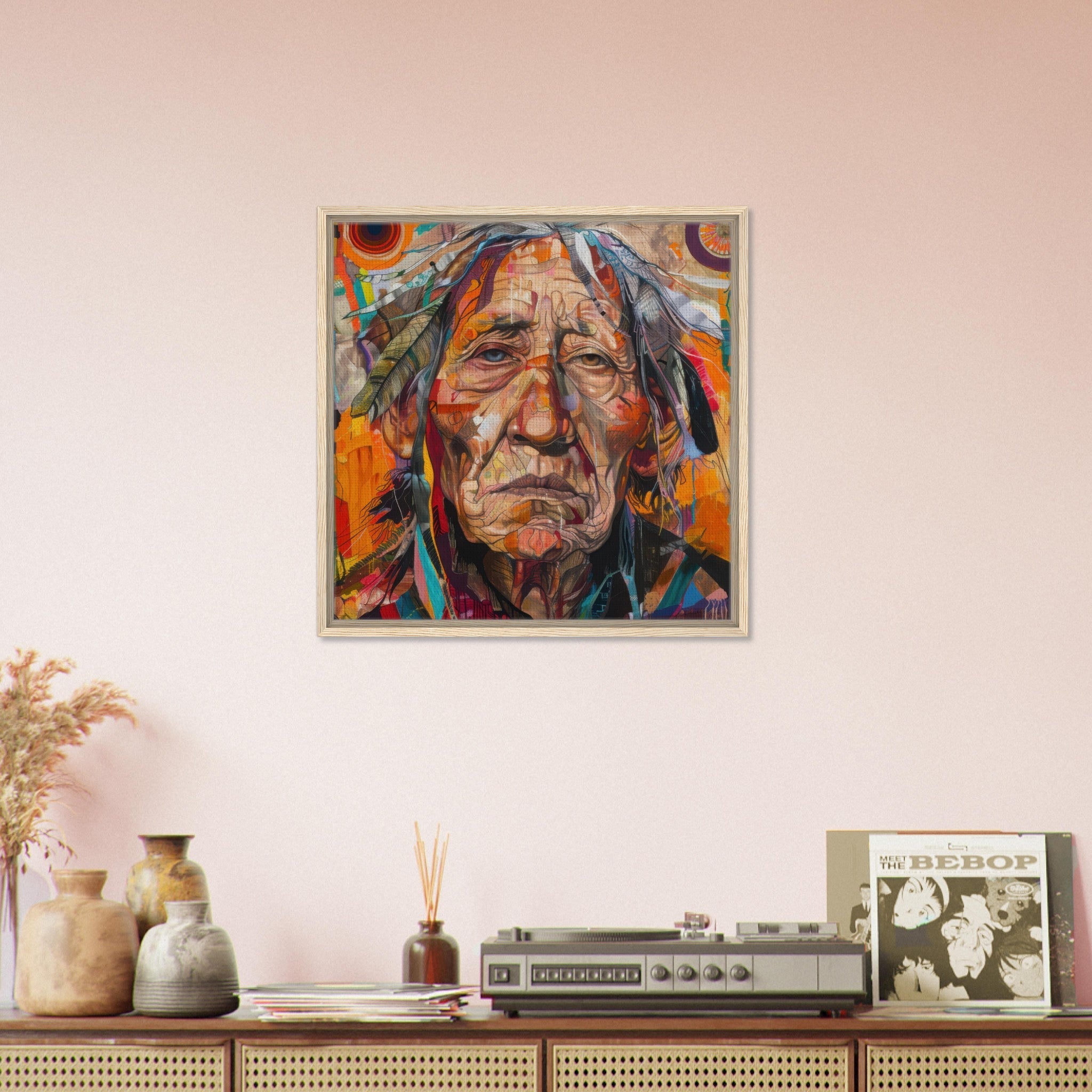 Framed Canvas Square - Expressionism art style American ancestors 3 - Shop Ai Art WebShop - Digital Art online Store