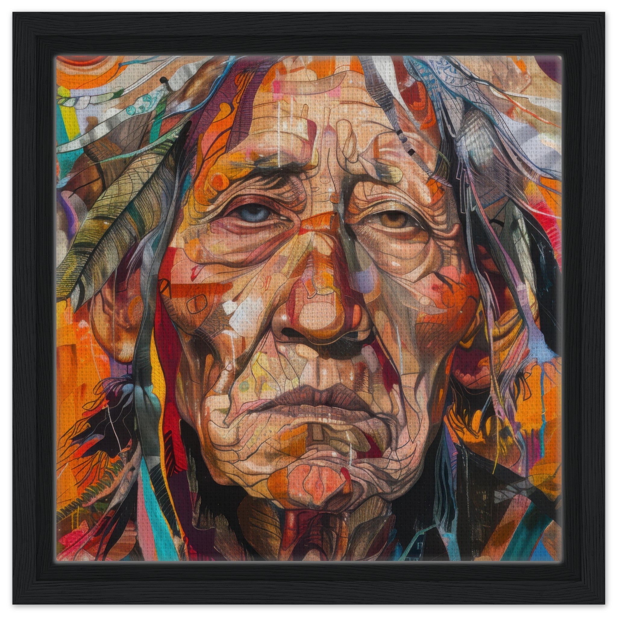 Framed Canvas Square - Expressionism art style American ancestors 3 - Shop Ai Art WebShop - Digital Art online Store