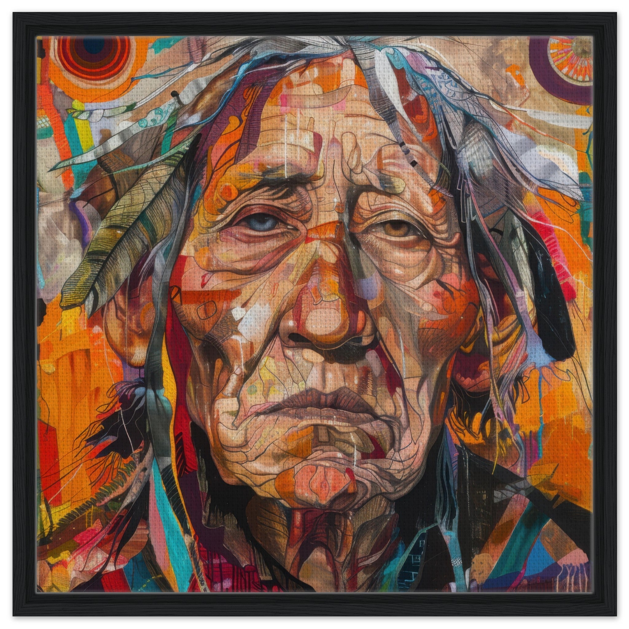 Framed Canvas Square - Expressionism art style American ancestors 3 - Shop Ai Art WebShop - Digital Art online Store