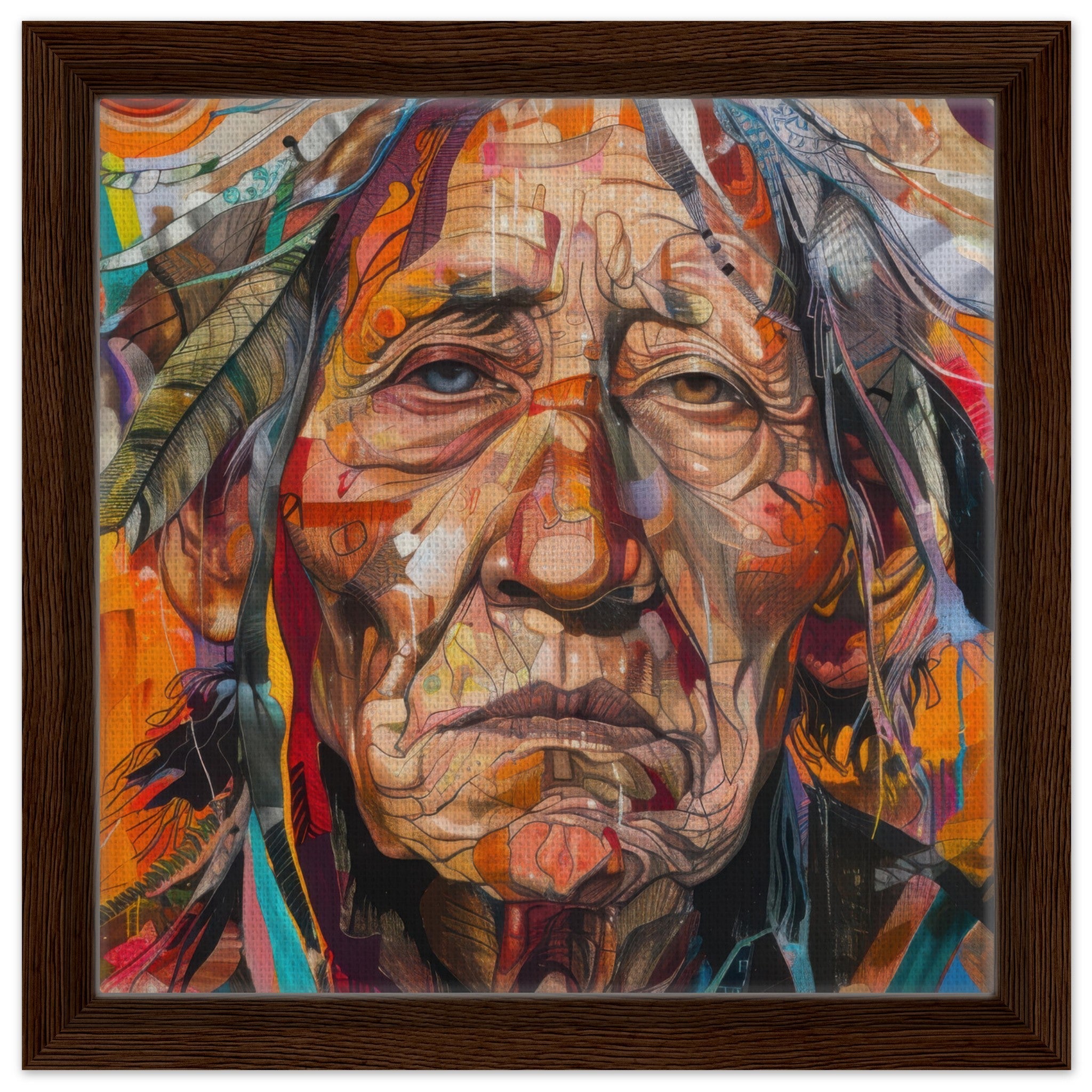 Framed Canvas Square - Expressionism art style American ancestors 3 - Shop Ai Art WebShop - Digital Art online Store