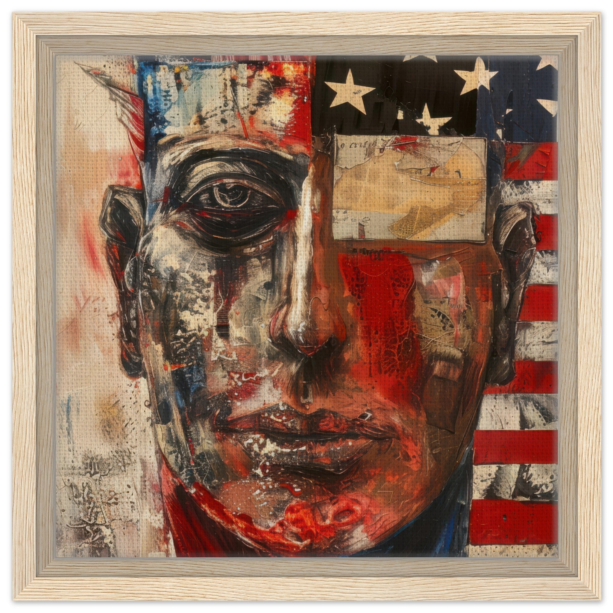 Framed Canvas Square - Expressionism art style American ancestors - Shop Ai Art WebShop - Digital Art online Store