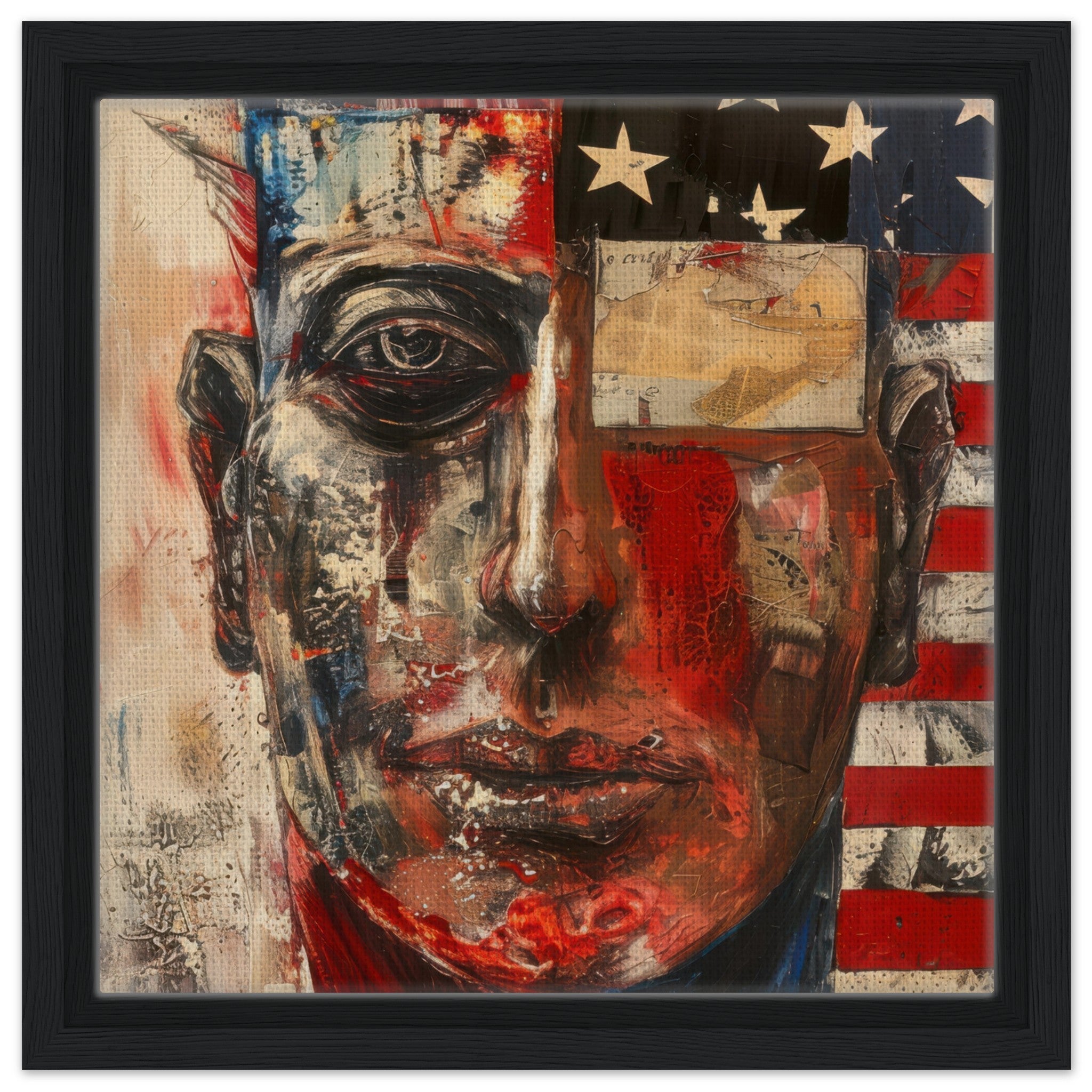 Framed Canvas Square - Expressionism art style American ancestors - Shop Ai Art WebShop - Digital Art online Store