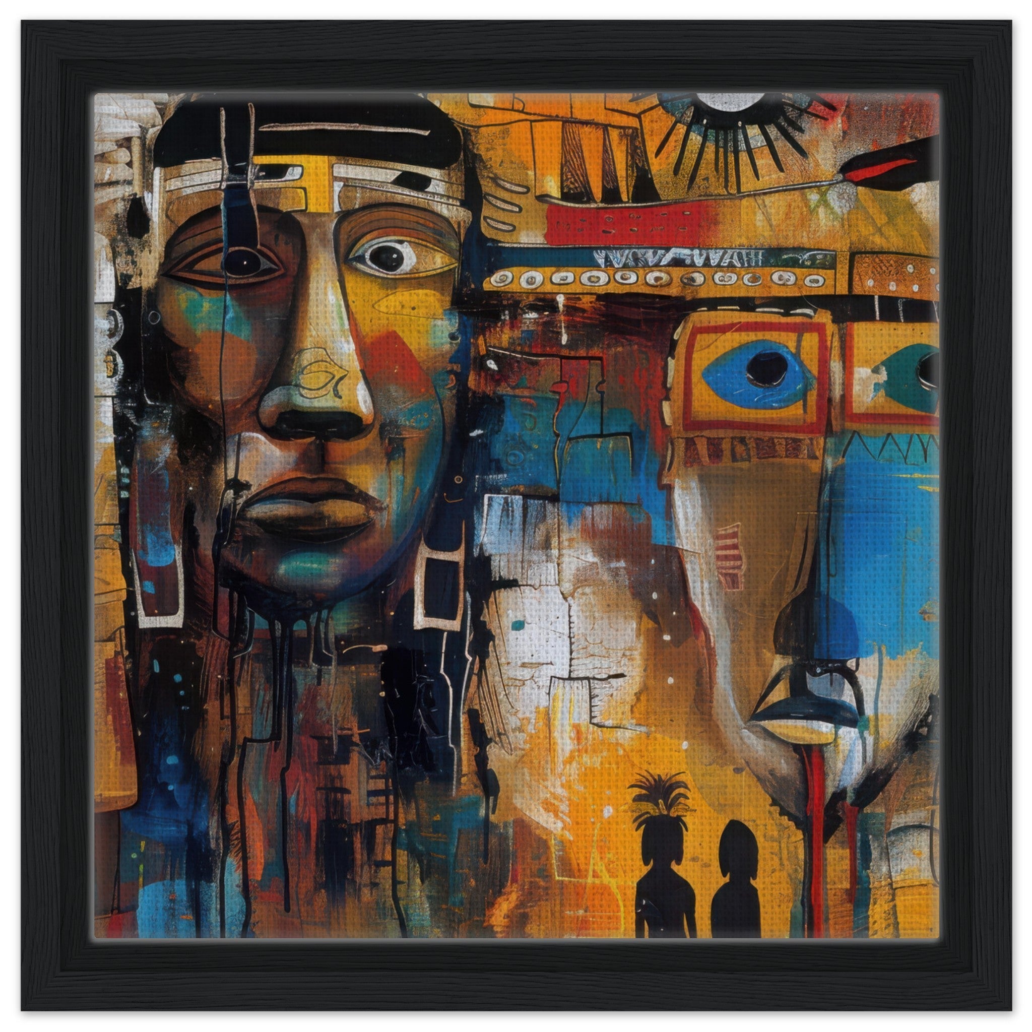 Framed Canvas Square - Expressionism art style Native Americans ancestors 4 - Shop Ai Art WebShop - Digital Art online Store