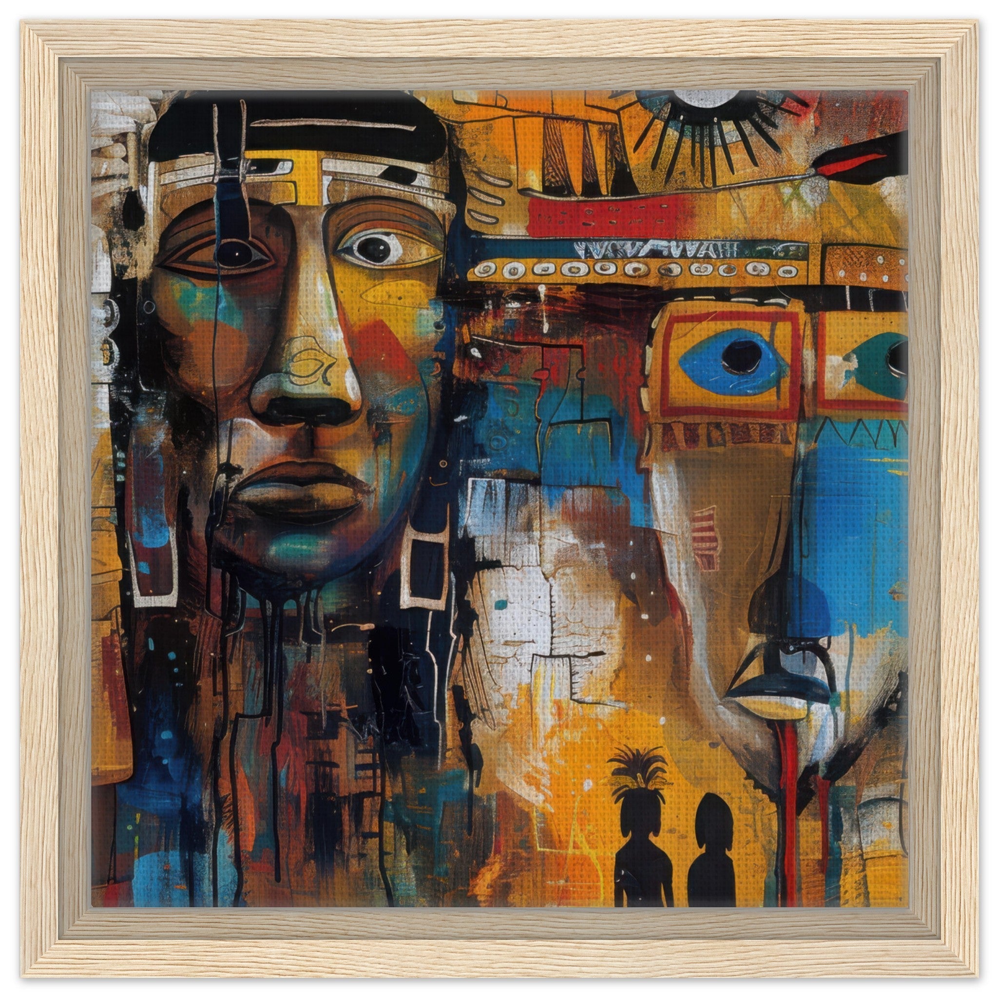 Framed Canvas Square - Expressionism art style Native Americans ancestors 4 - Shop Ai Art WebShop - Digital Art online Store