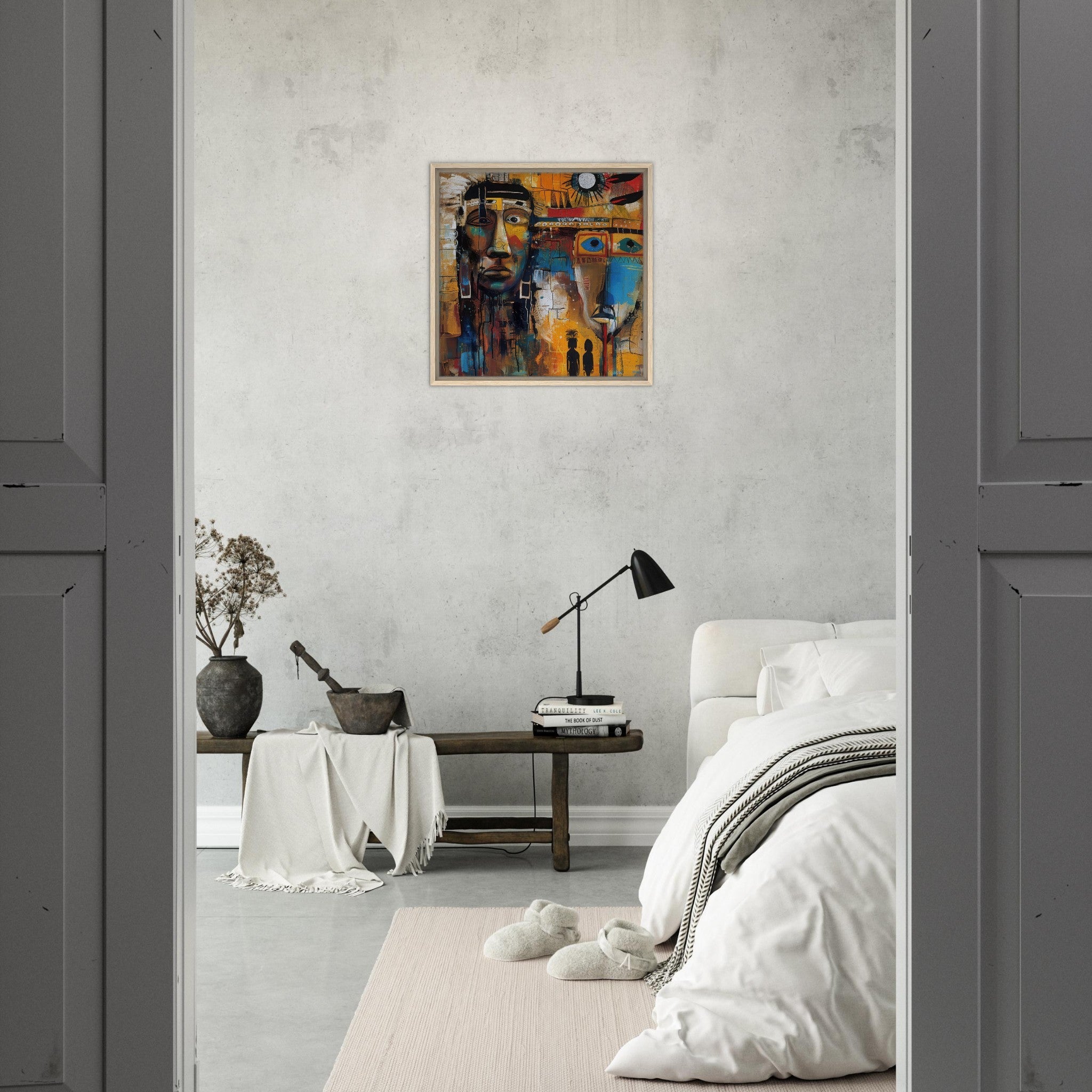 Framed Canvas Square - Expressionism art style Native Americans ancestors 4 - Shop Ai Art WebShop - Digital Art online Store