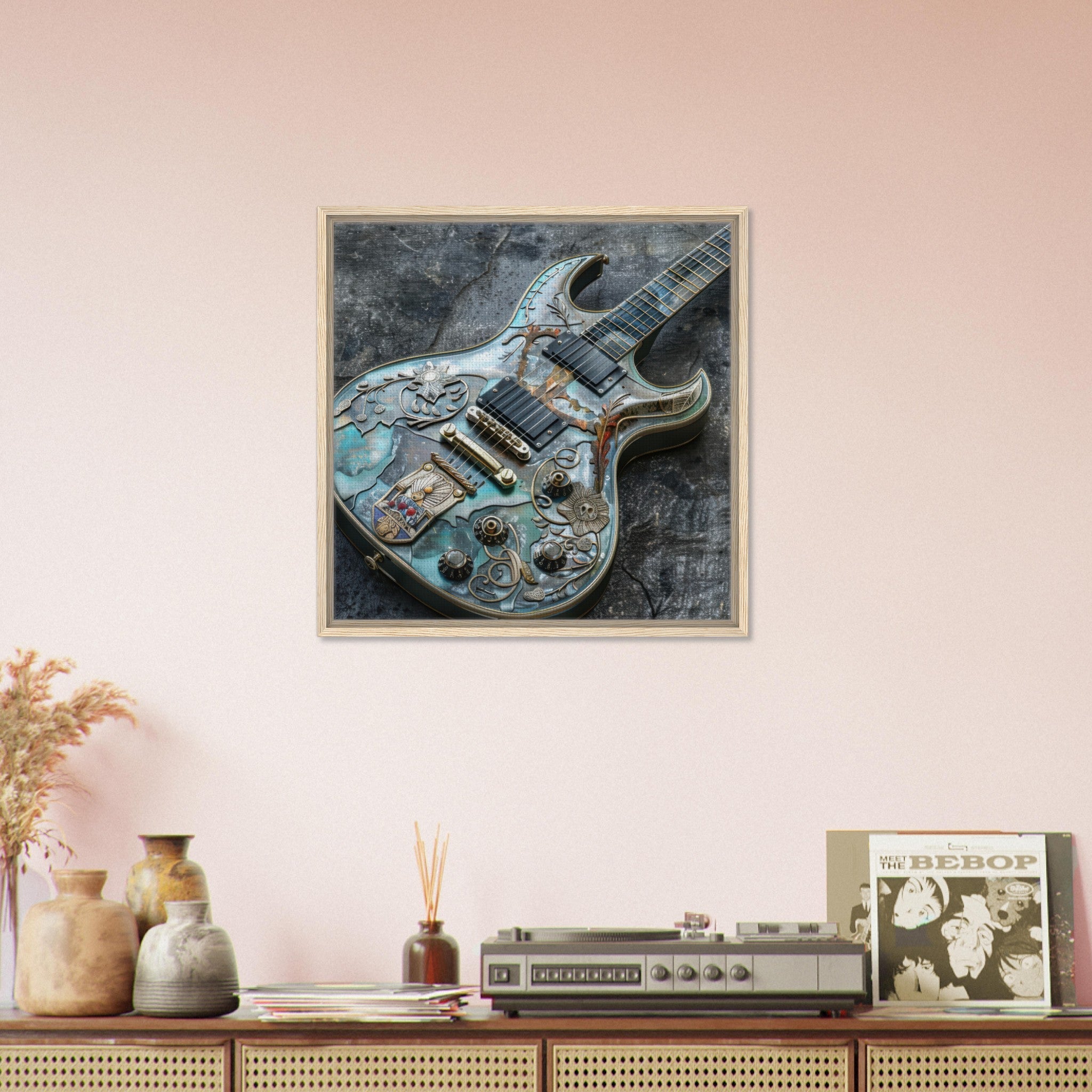 Framed Canvas Square - Guitar Art - Shop Ai Art WebShop - Digital Art online Store
