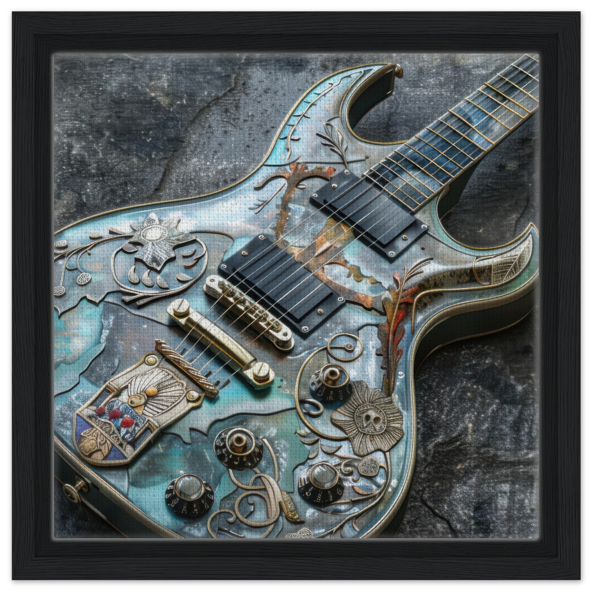 Framed Canvas Square - Guitar Art - Shop Ai Art WebShop - Digital Art online Store
