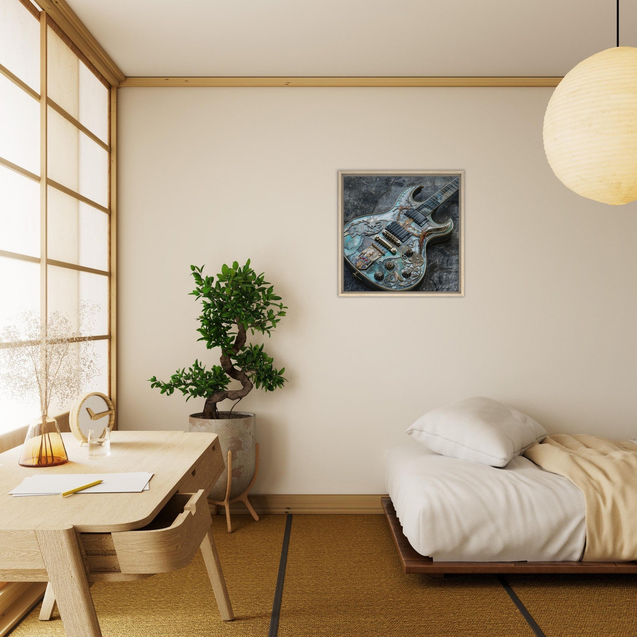 Framed Canvas Square - Guitar Art - Shop Ai Art WebShop - Digital Art online Store