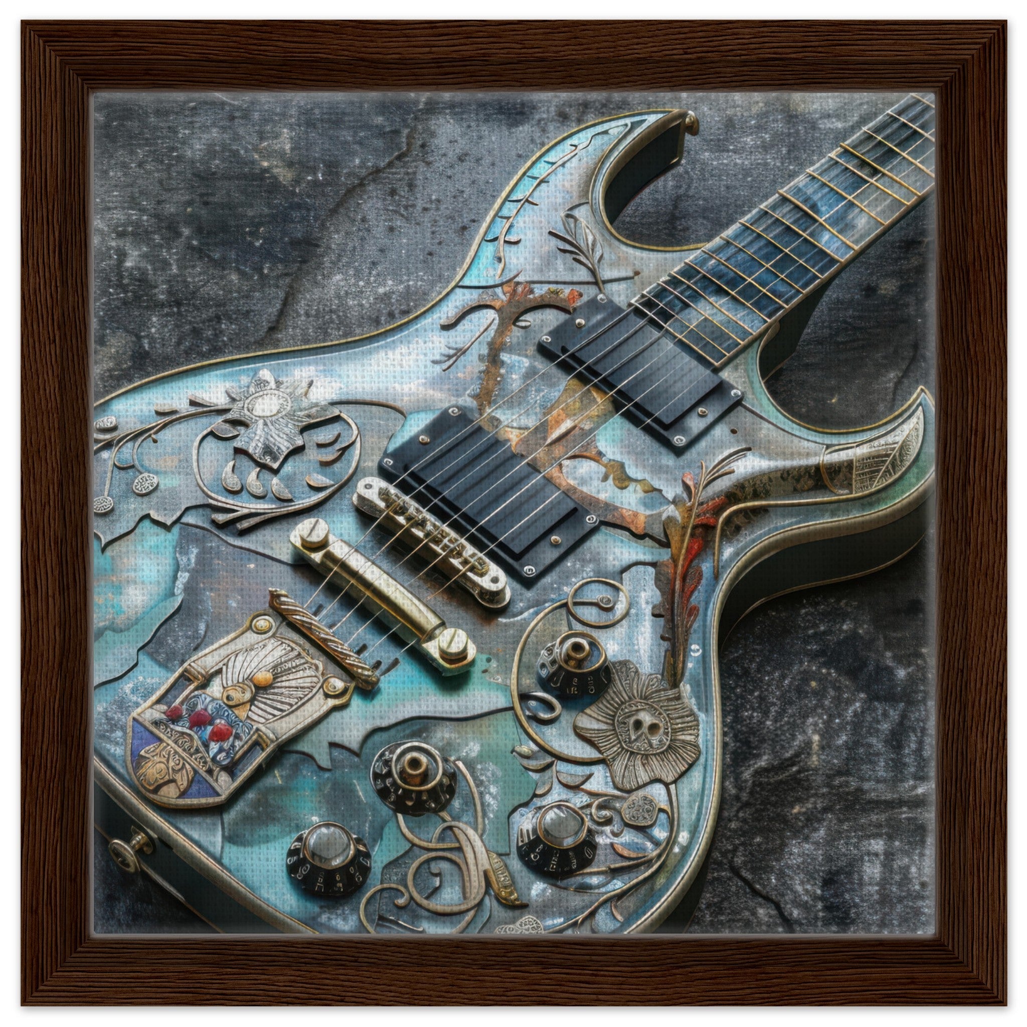 Framed Canvas Square - Guitar Art - Shop Ai Art WebShop - Digital Art online Store