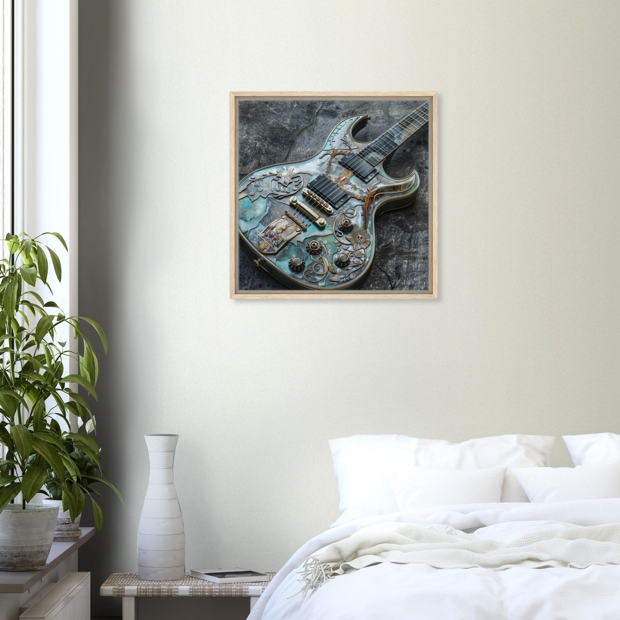 Framed Canvas Square - Guitar Art - Shop Ai Art WebShop - Digital Art online Store