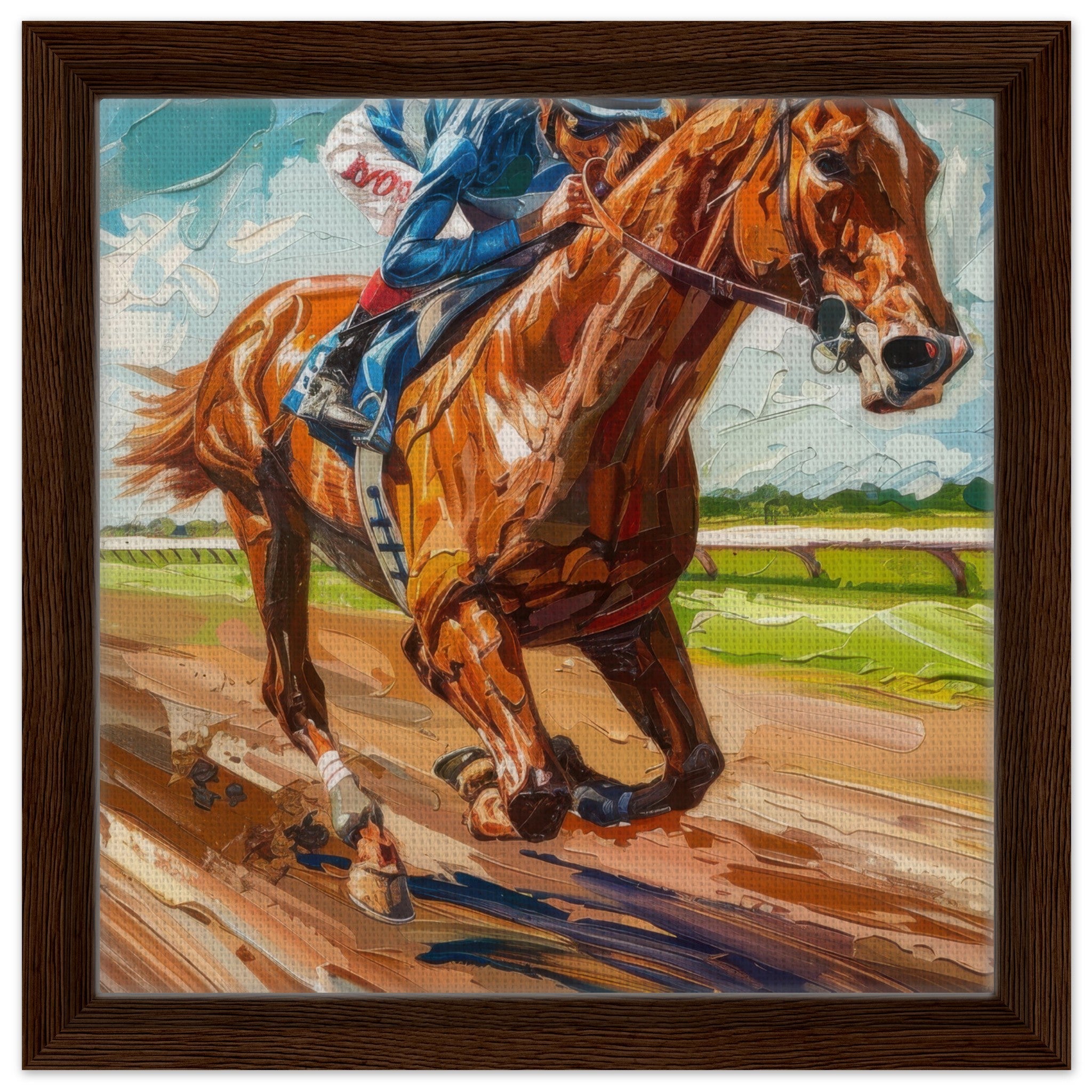 Framed Canvas Square - Horse Racing - Shop Ai Art WebShop - Digital Art online Store