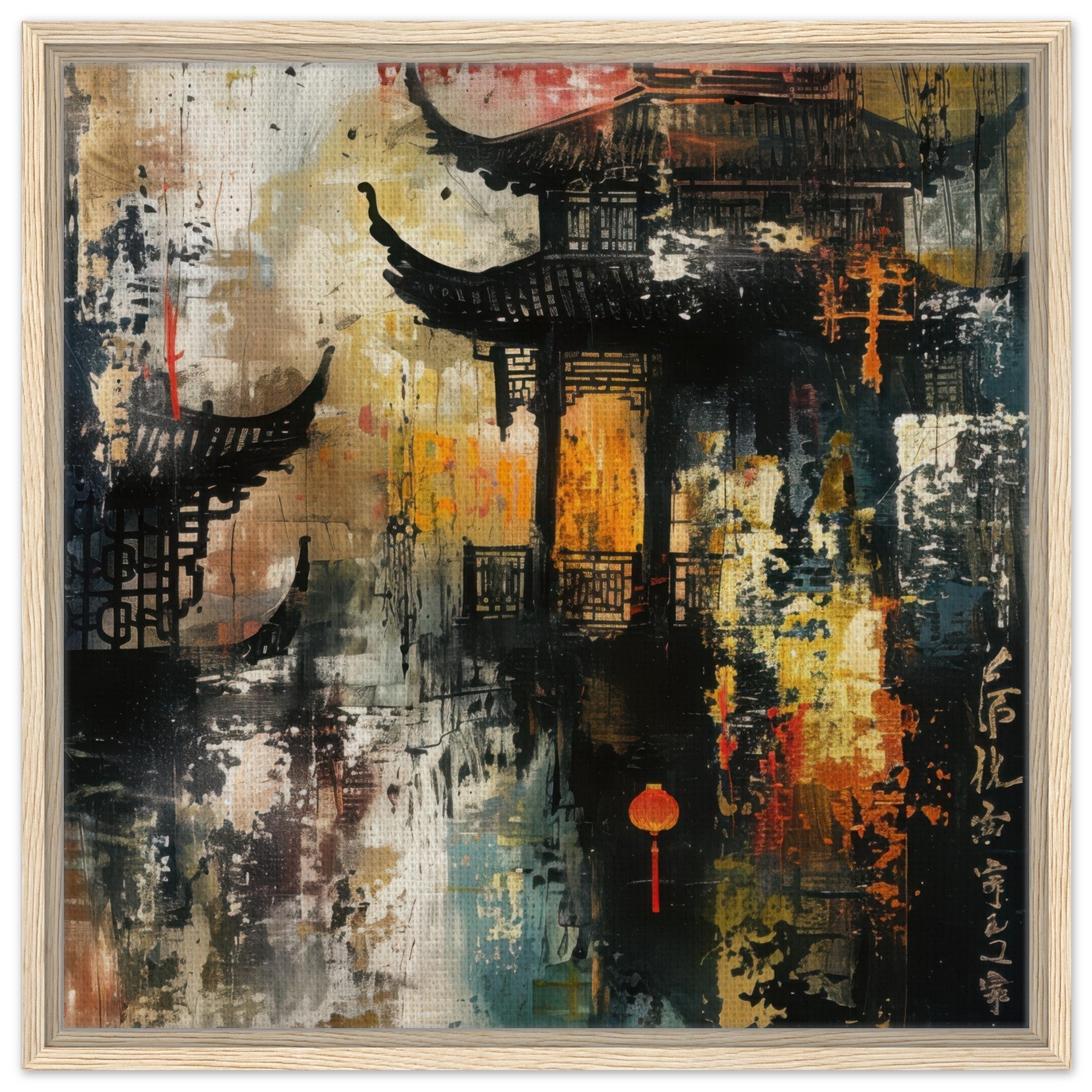 Framed Canvas Square - Old culture of China in abstract style - Shop Ai Art WebShop - Digital Art online Store