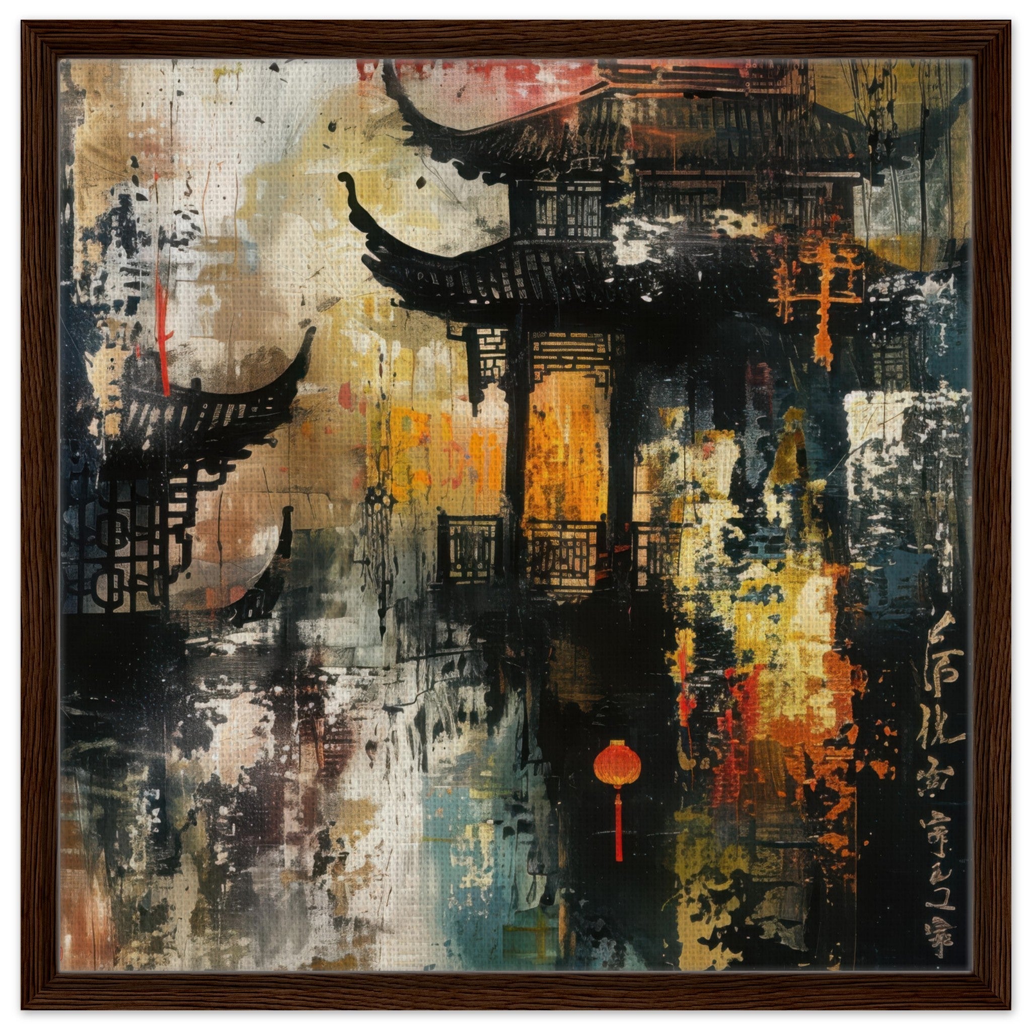 Framed Canvas Square - Old culture of China in abstract style - Shop Ai Art WebShop - Digital Art online Store